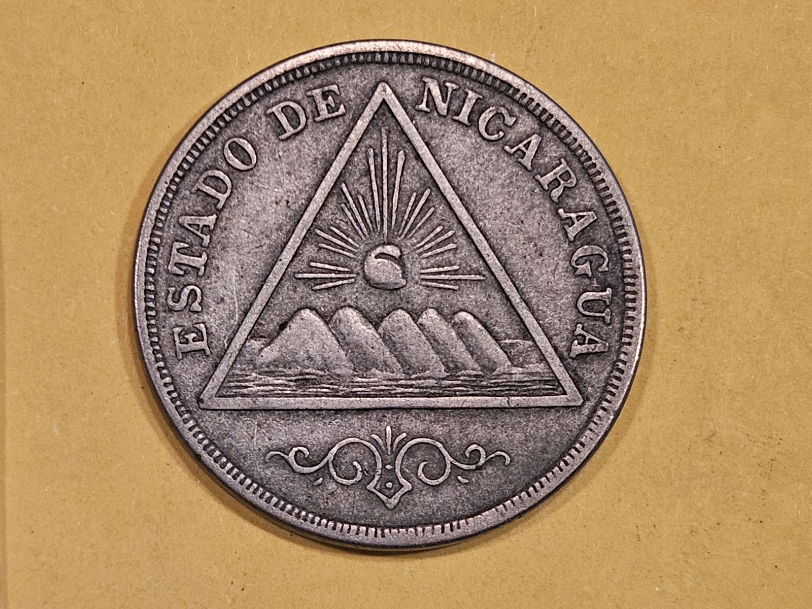 1898 Nicaragua five centavos in Extra Fine (1 of 3)
