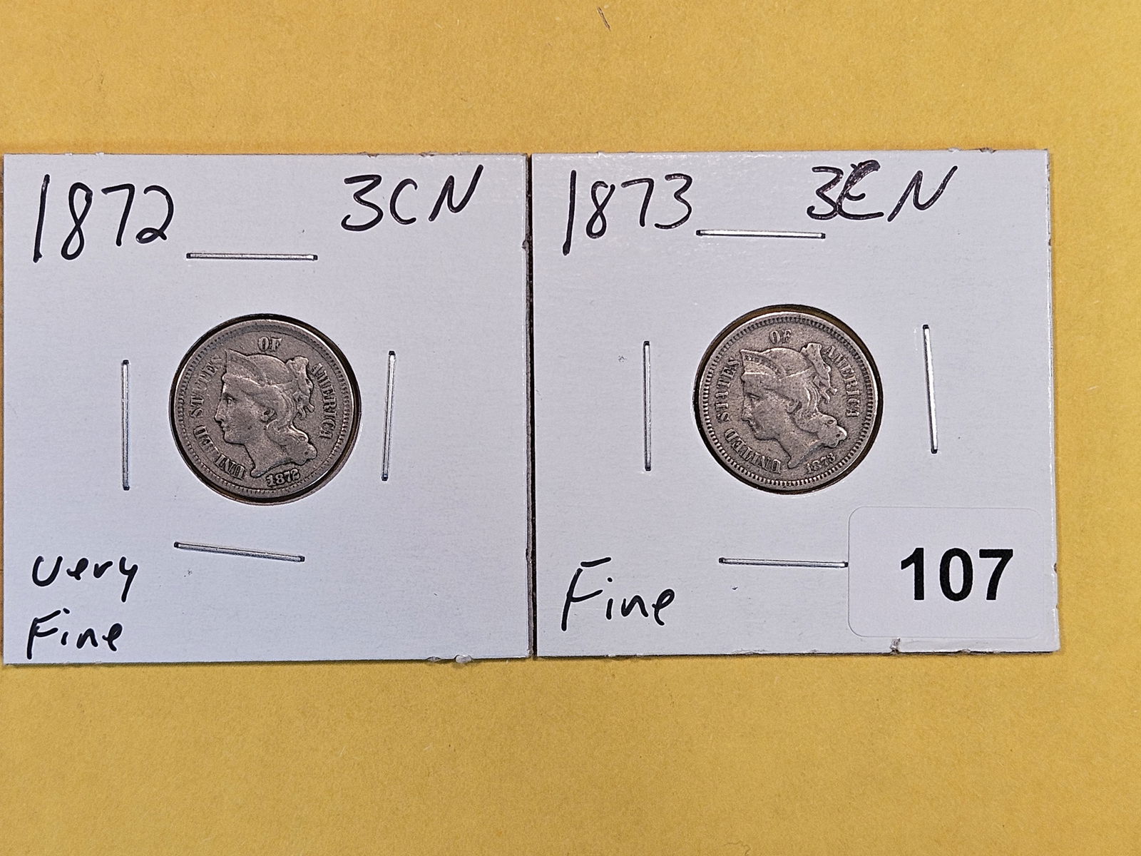 1872 and 1873 Three Cent Nickels (1 of 2)