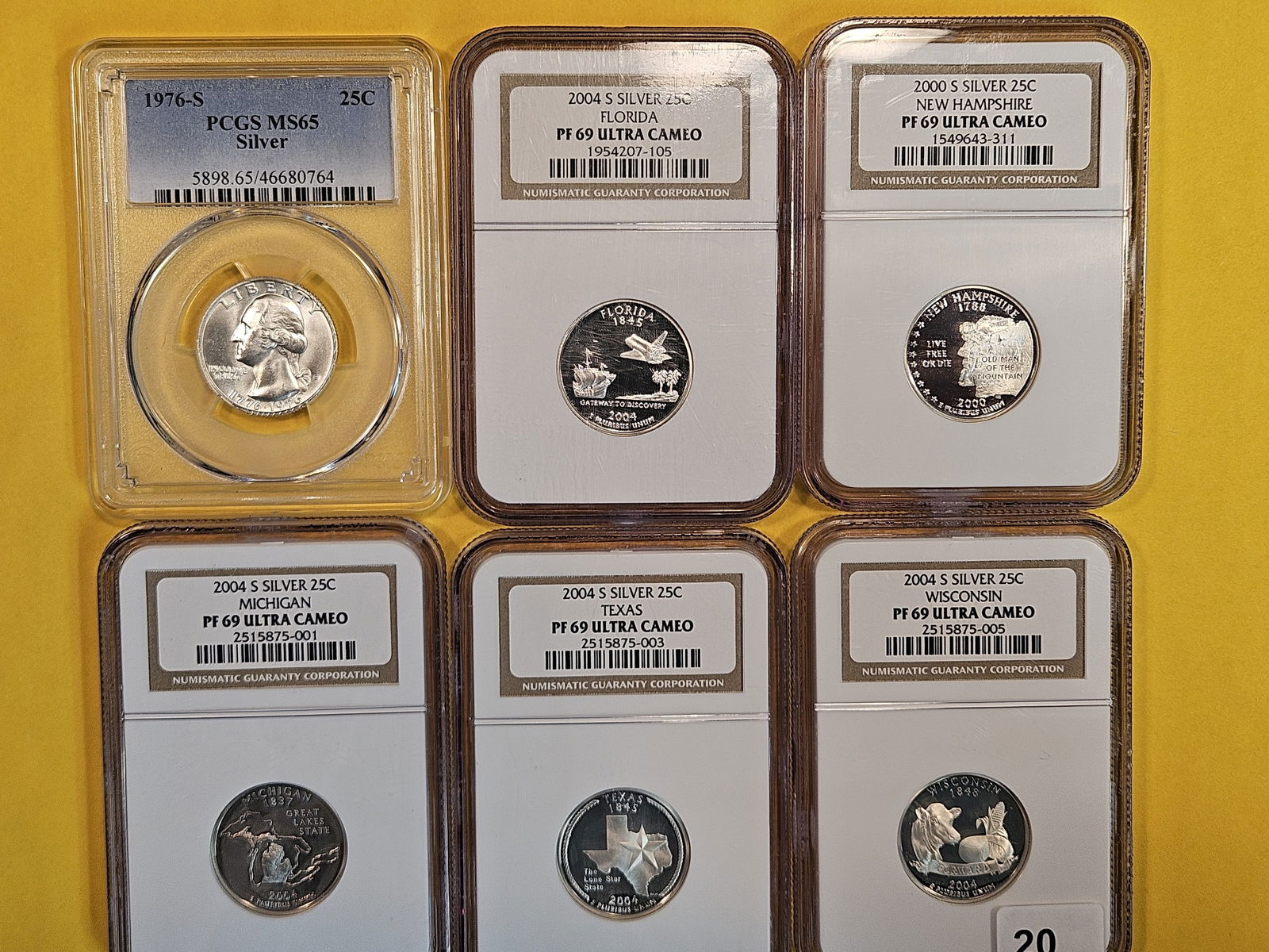 Six Proof 69 and GEM SILVER Washington Quarters (1 of 2)