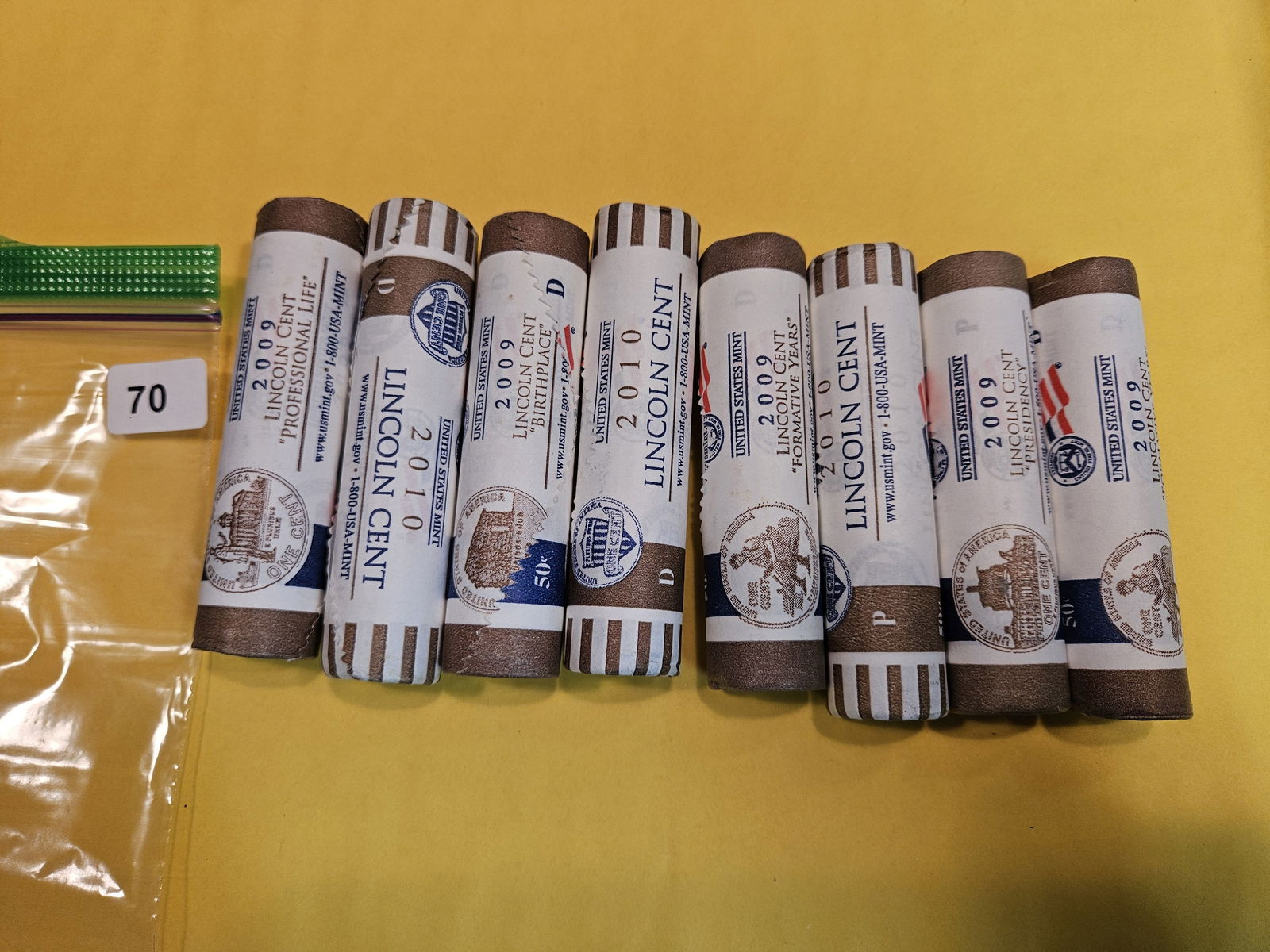 EIGHT Original Mint-Wrapped BU 2009 and 2010 Lincoln Cent rolls (1 of 1)