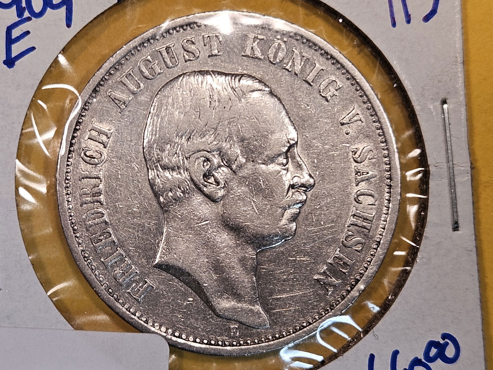 1909-E German States Saxony-Albertine silver 3 marks (1 of 3)