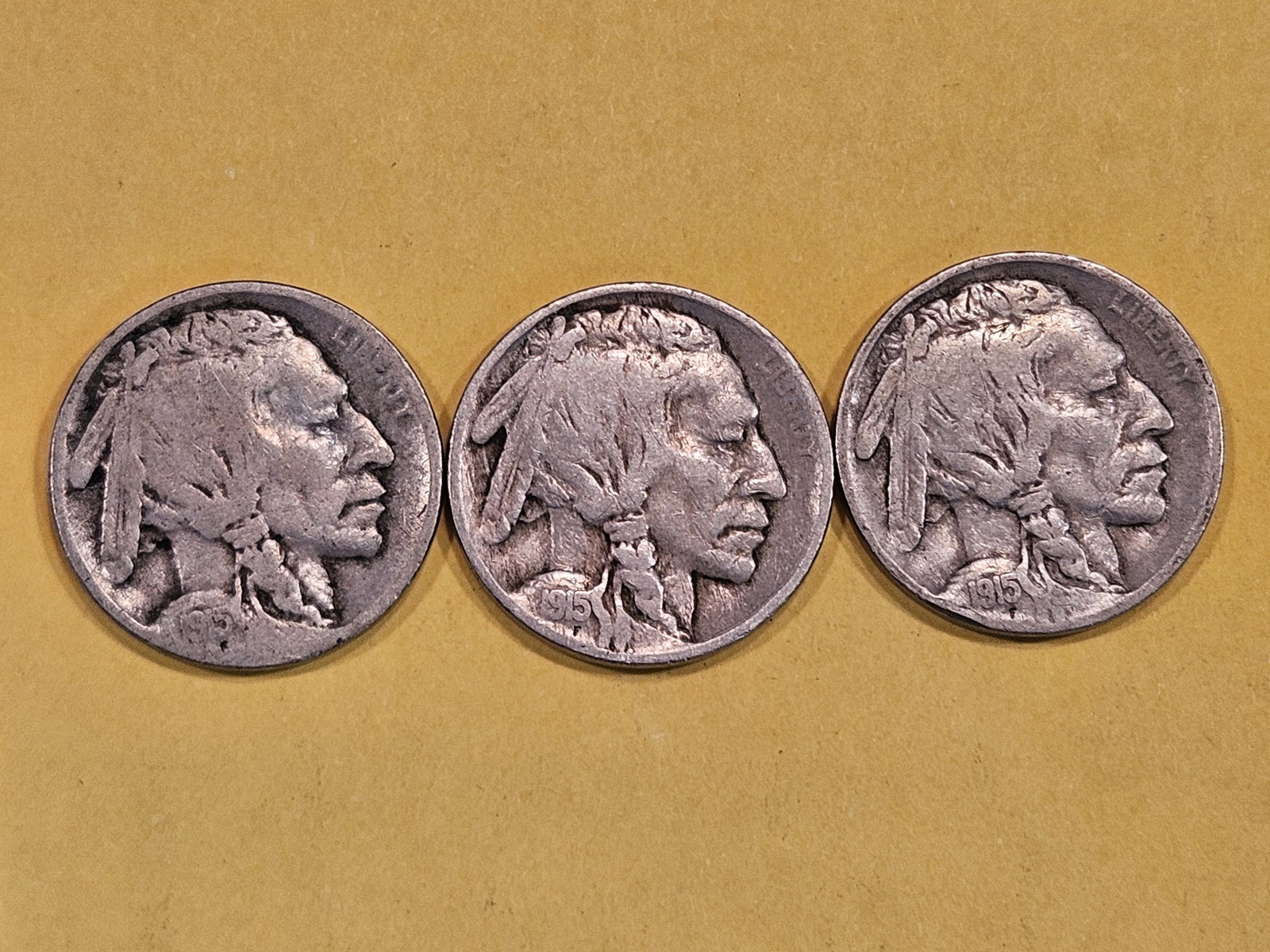 1915 P-D-S Set of Buffalo Nickels (1 of 3)