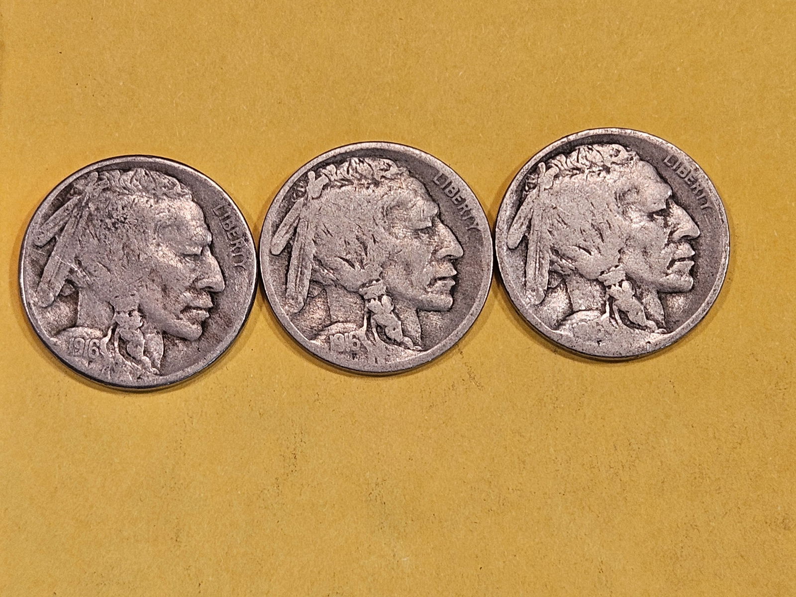 1916 P-D-S Set of Buffalo Nickels (1 of 3)