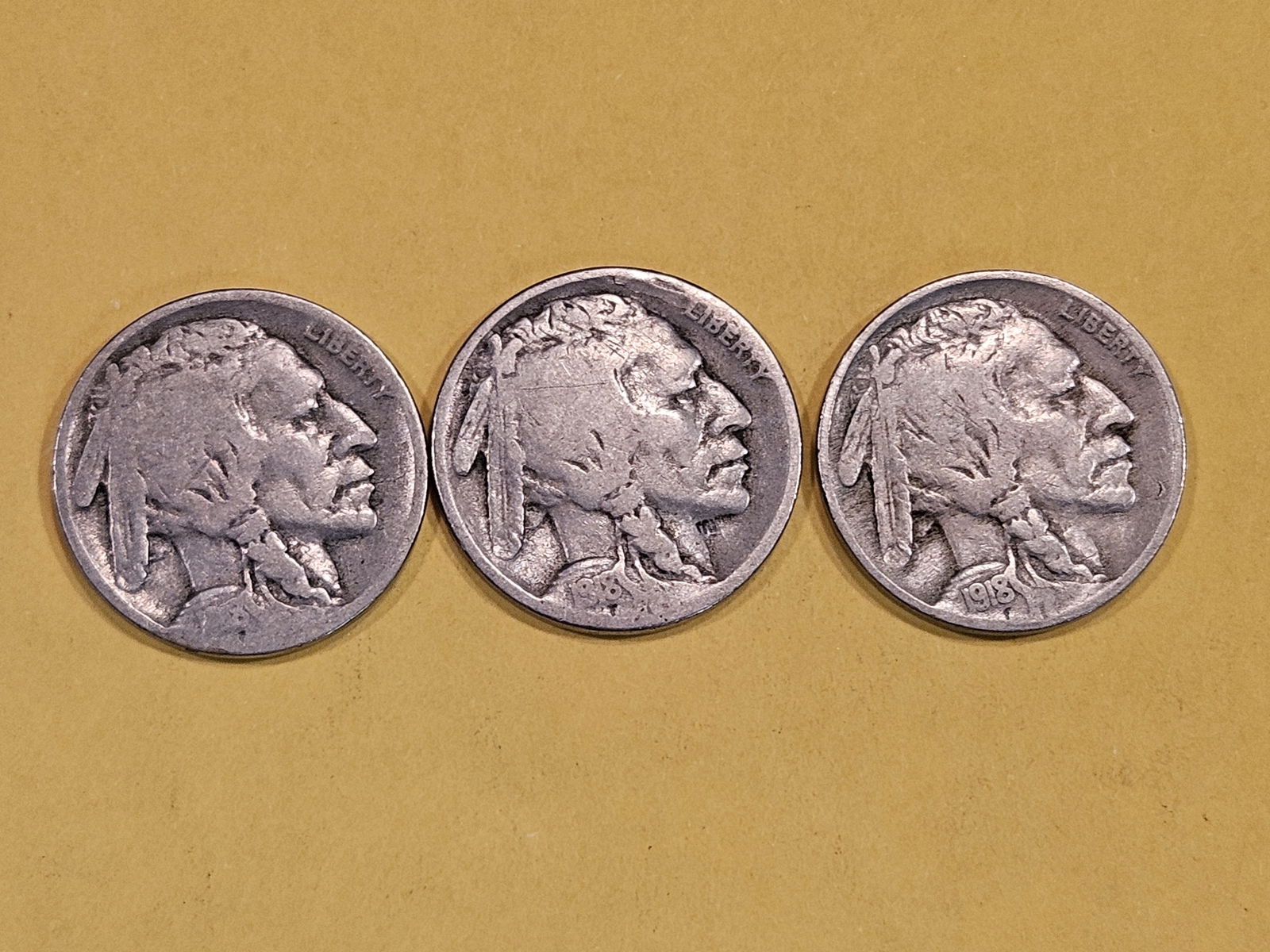 1918 P-D-S Set of Buffalo Nickels (1 of 3)