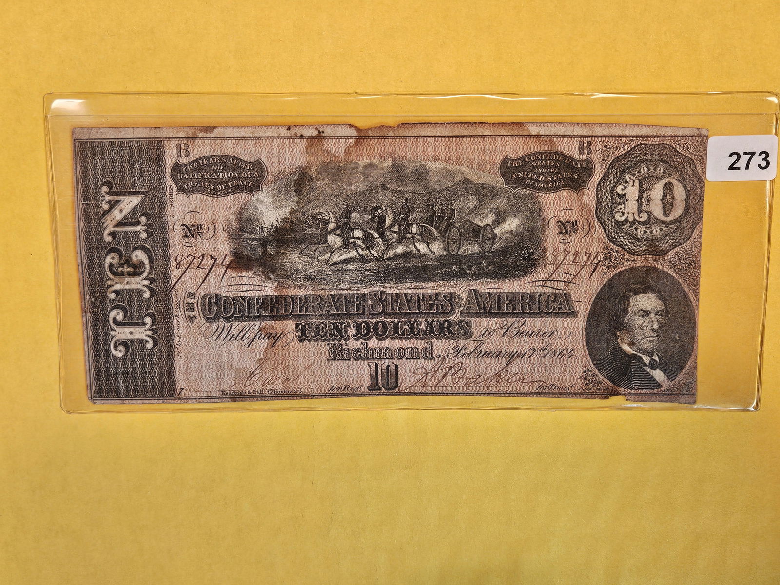 1864 Confederate States of America Ten Dollar Note (1 of 2)