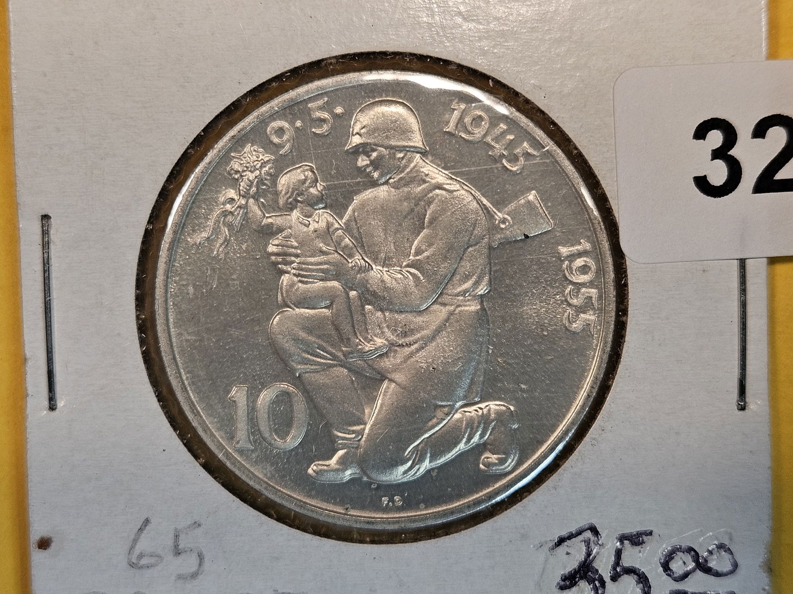 1955 GEM Proof Silver Czechoslovakia 10 korun (1 of 3)