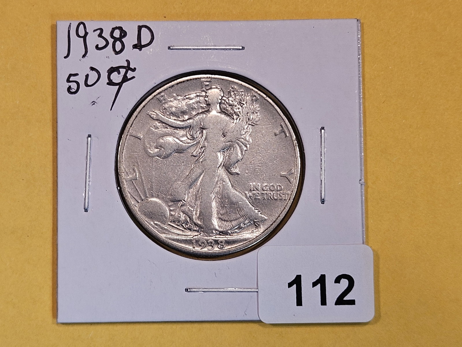 Key Date 1938-D Walking Liberty Half Dollar: Well circulated