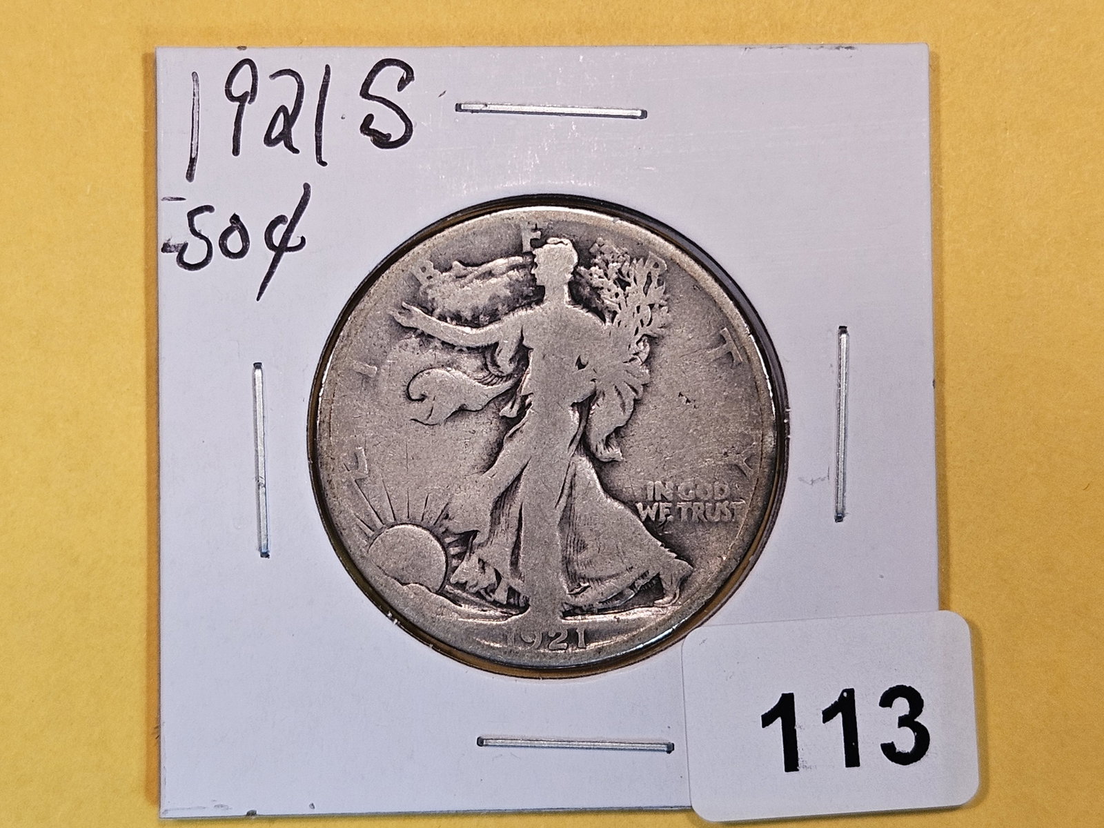 * KEY DATE 1921-S Walking Liberty half Dollar: Well circulated