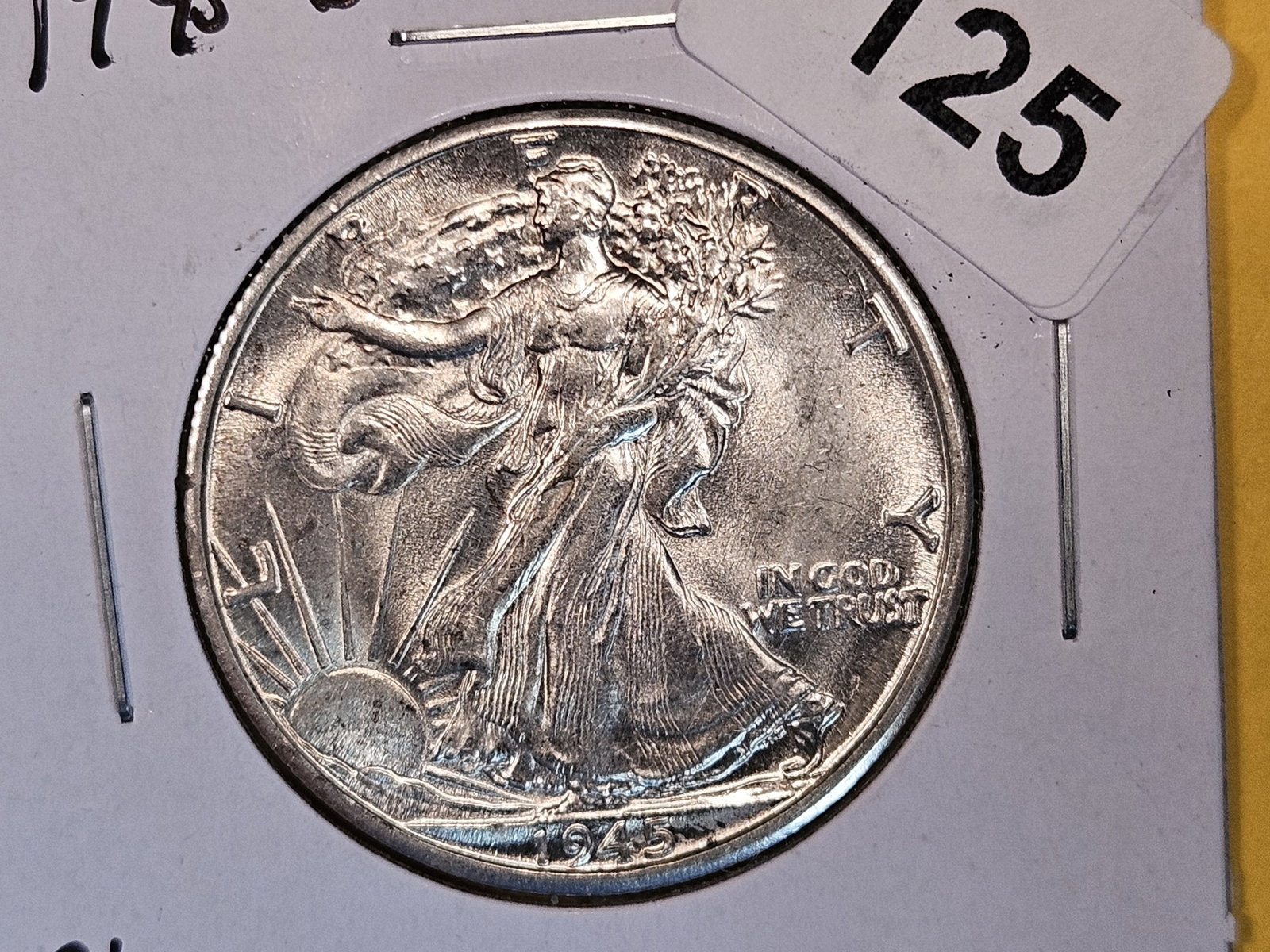 Choice Brilliant Uncirculated 1945-D Walking Liberty Half Dollar: Flashy