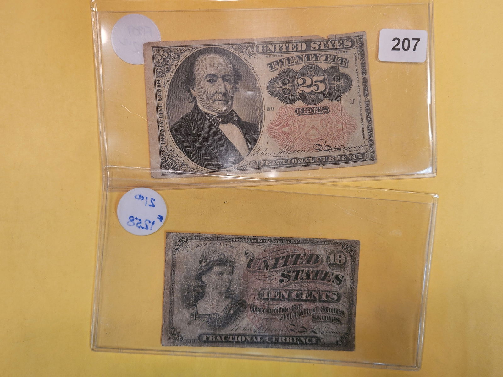 Two Fractional Currency notes (1 of 5)