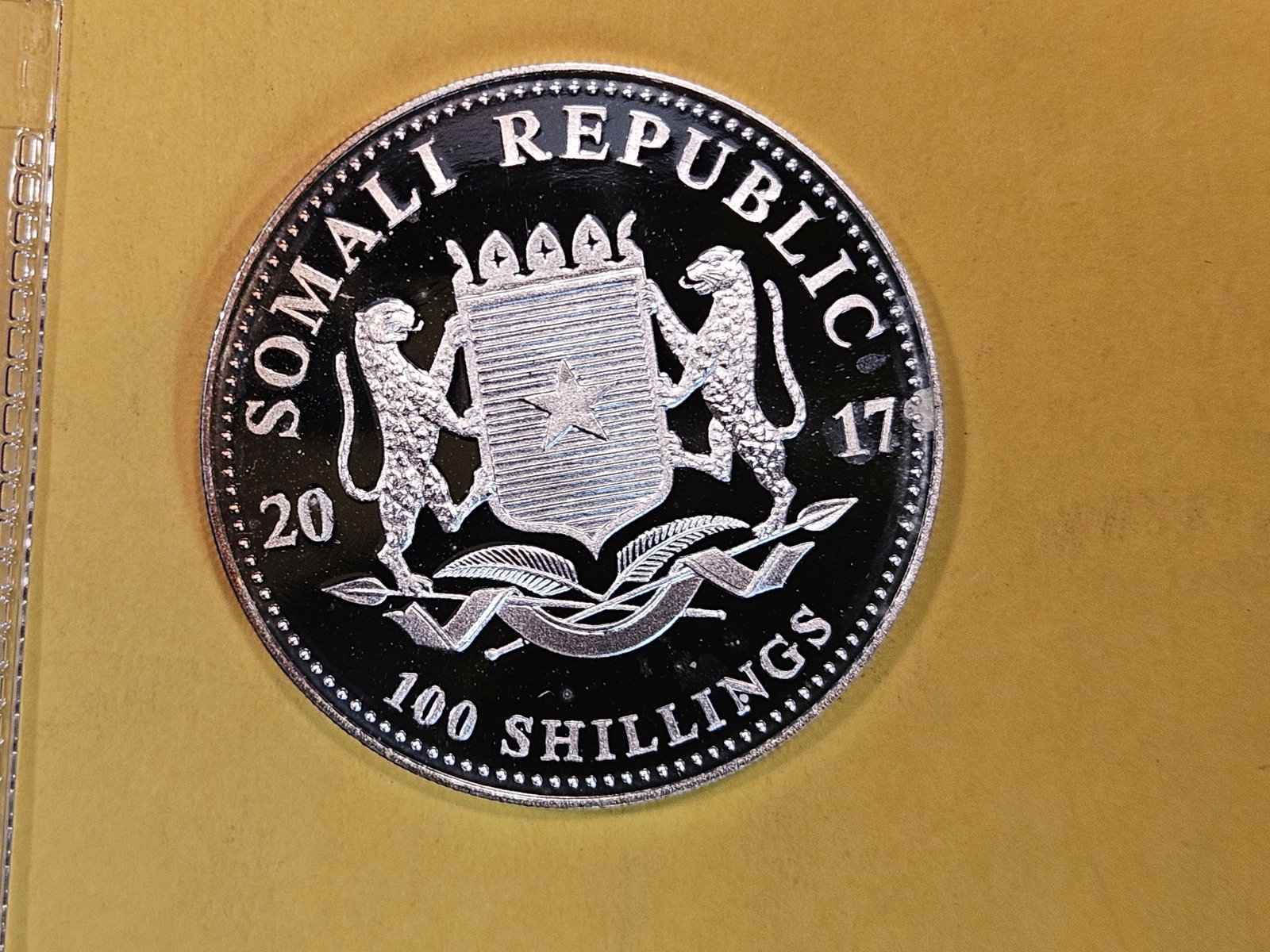 2017 GEM Proof Deep Cameo Somali silver 100 Shillings: African Wildlife