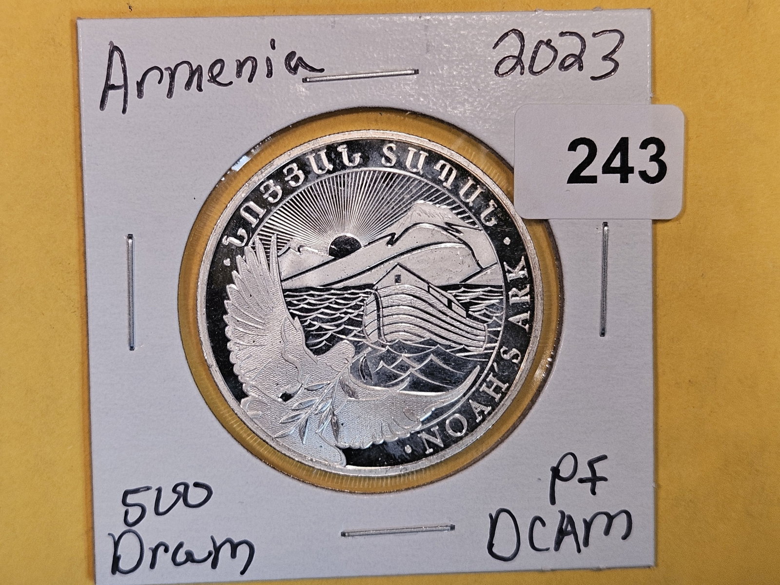 2023 GEM Proof Deep Cameo Armenia silver 500 Dram: Noah's Ark