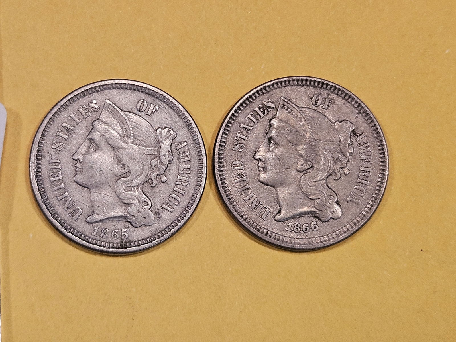 1865 and 1866 Three Cent Nickels (1 of 6)