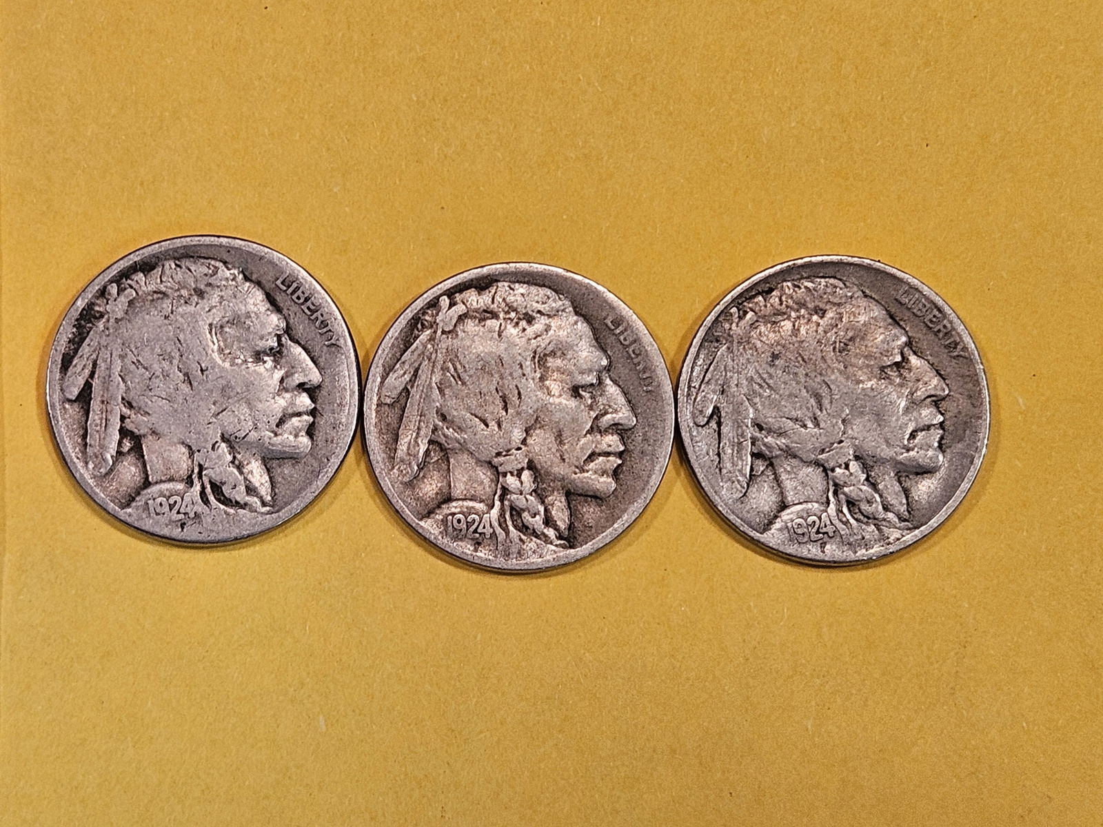 1924 P-D-S Trio of Buffalo Nickels (1 of 3)