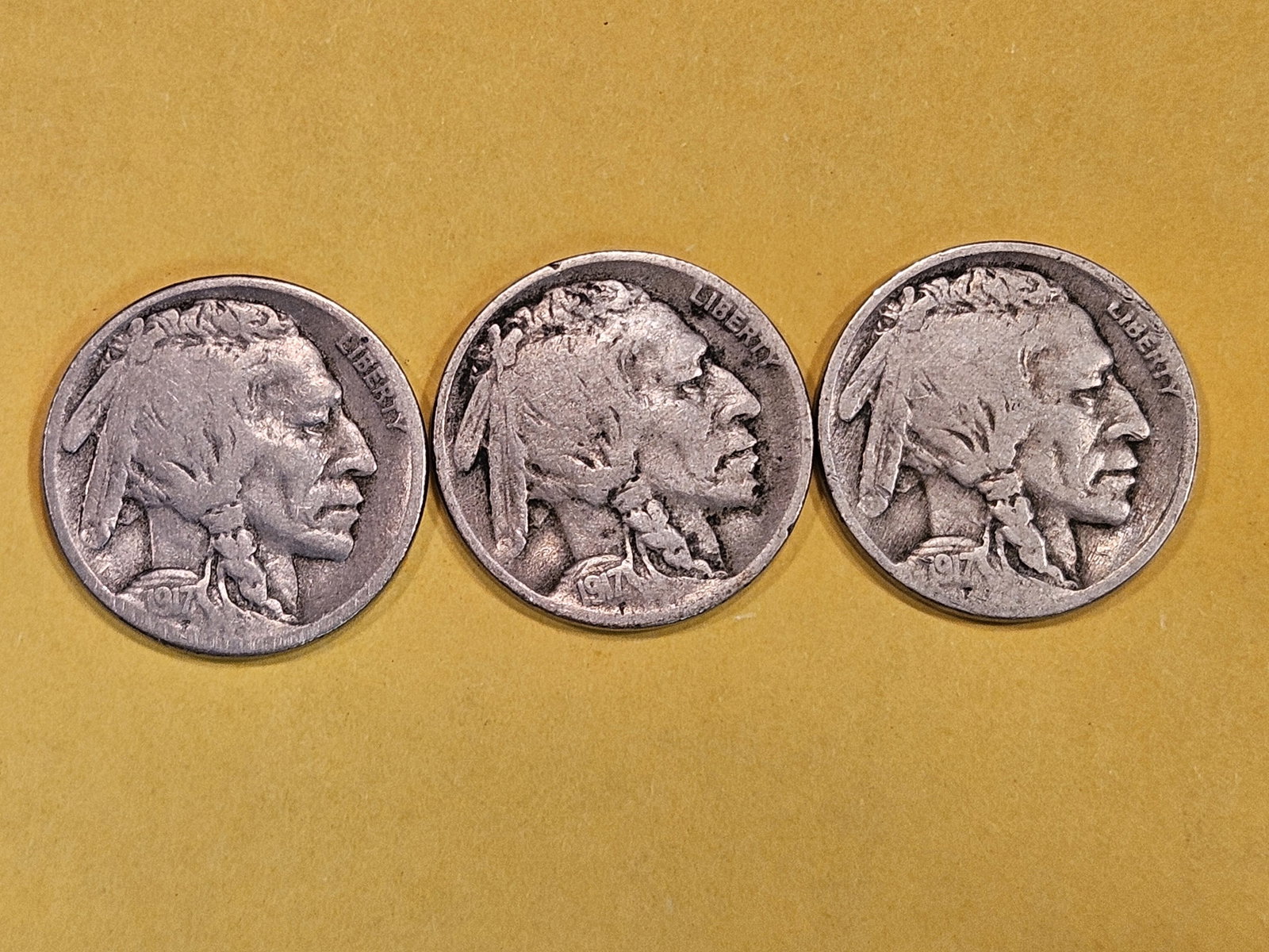1917 P-D-S Trio of Buffalo Nickels (1 of 3)