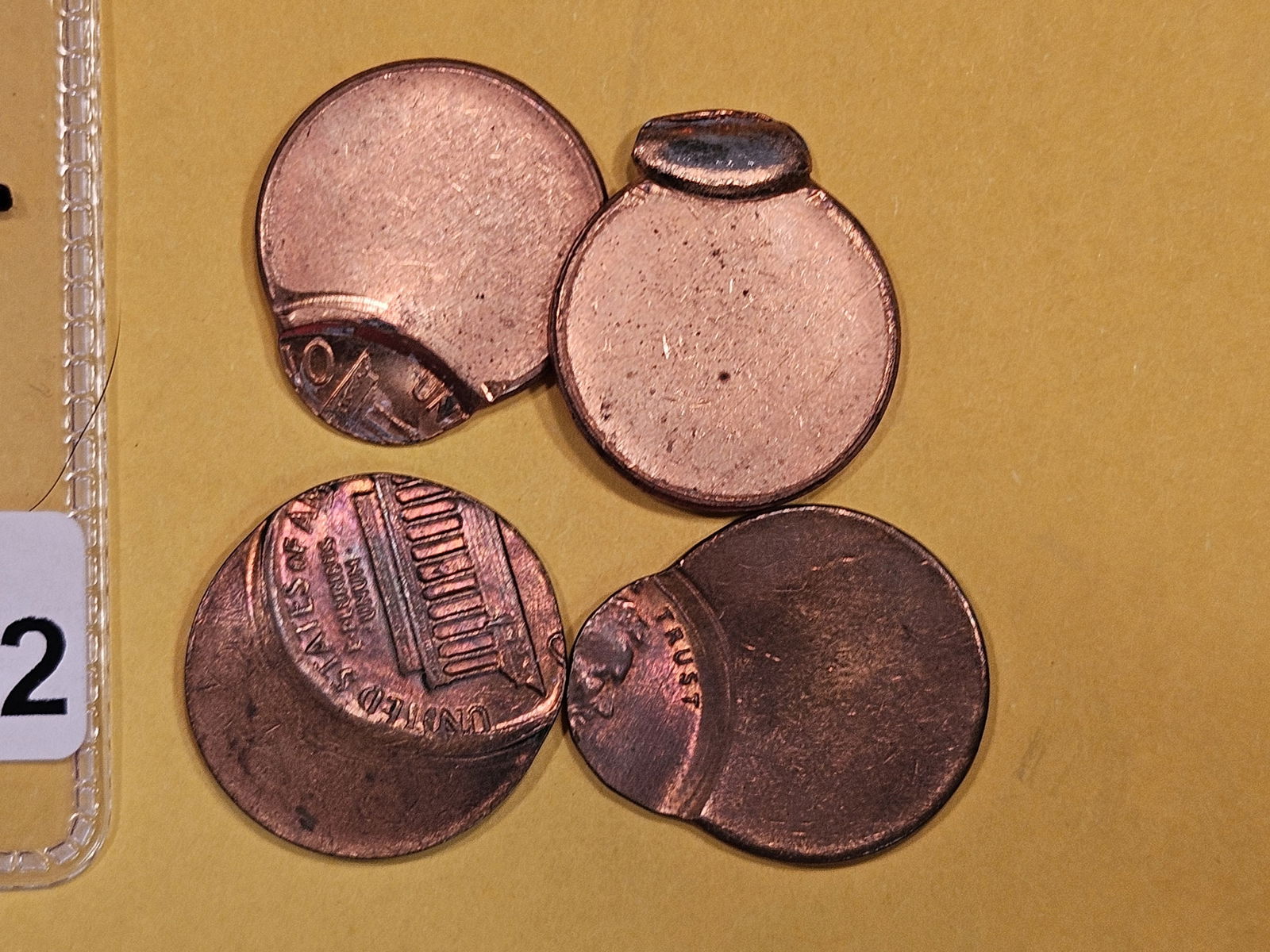 ERRORS! Four dateless off-center strike Lincoln cents (1 of 3)