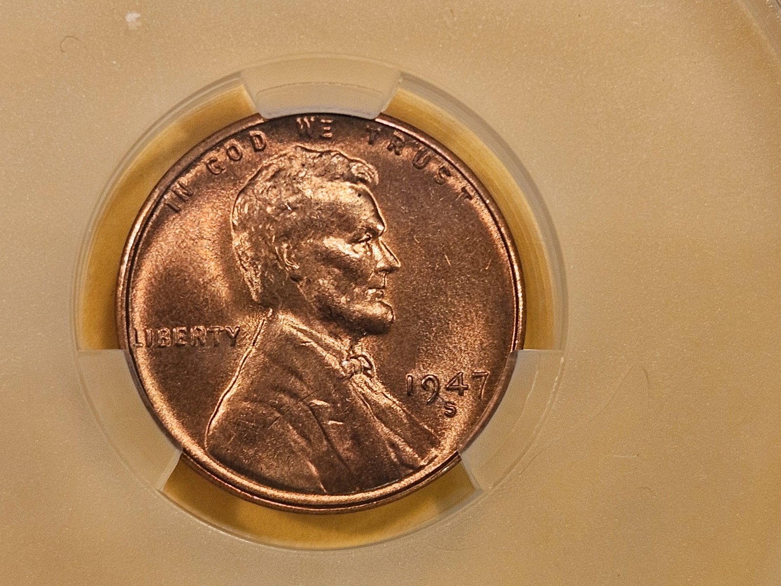 GEM! CACG 1947-S Wheat cent in Mint State 65 RED: Blazer