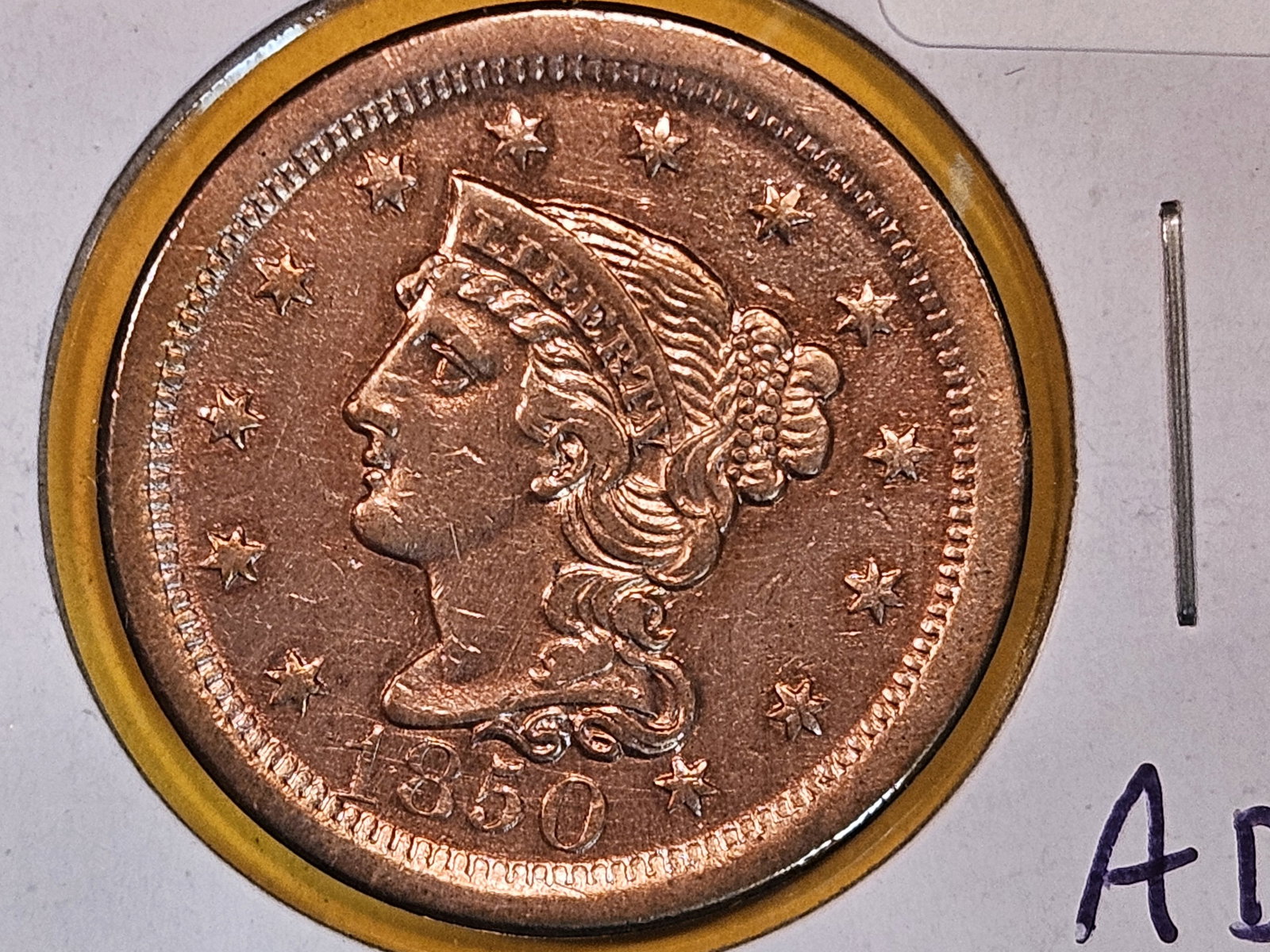 1850 Braided Hair Large Cent (1 of 3)