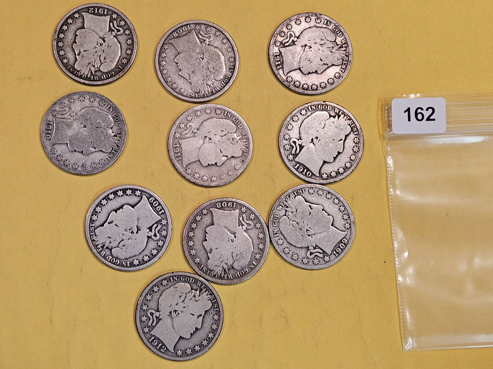Ten mixed Barber silver half dollars (1 of 1)