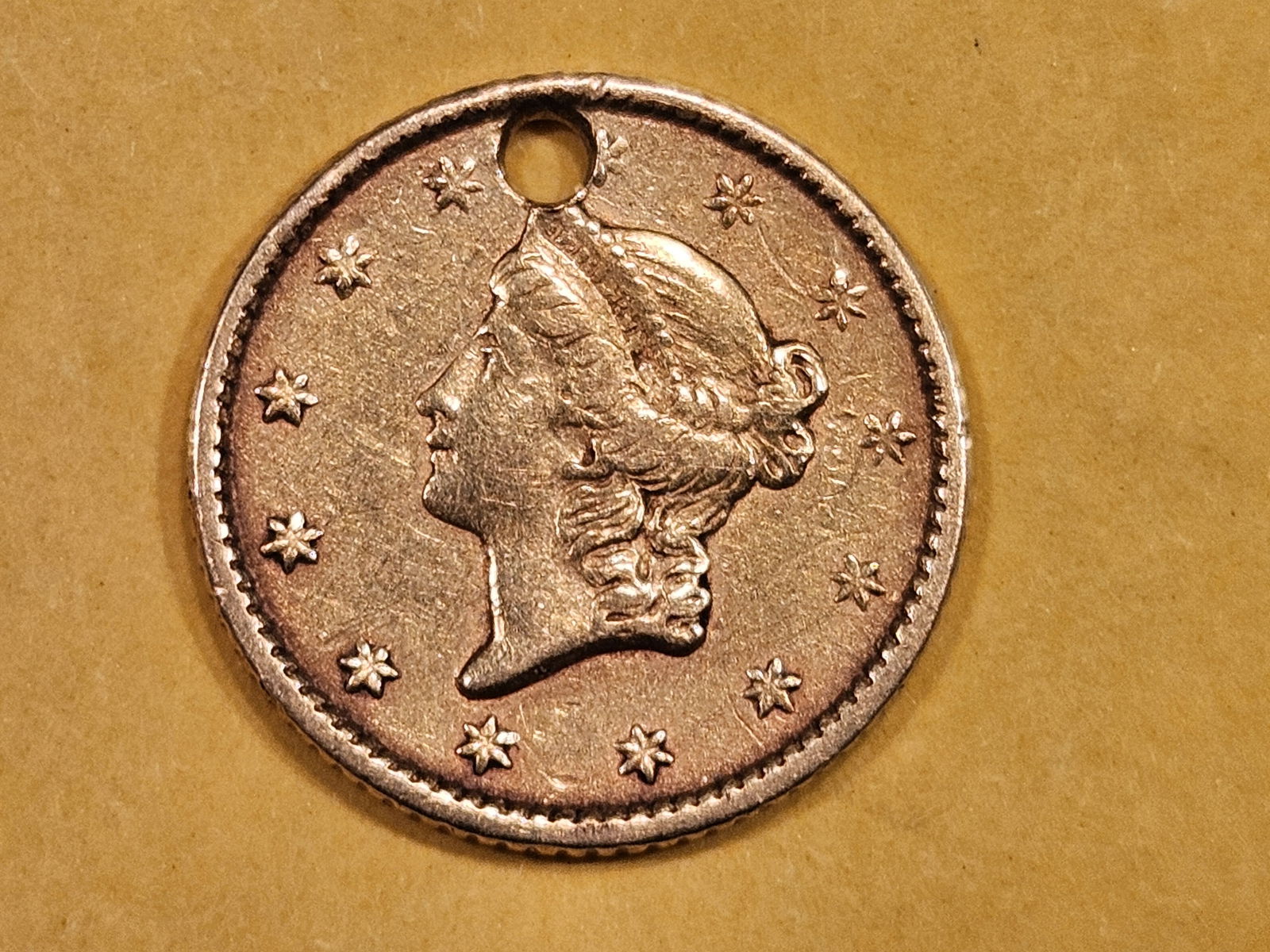 GOLD! 1852 Gold Dollar in Extra Fine plus - details (1 of 3)