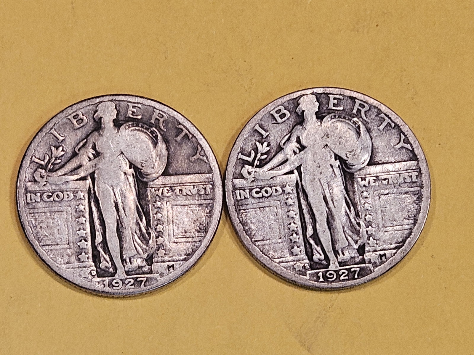Better date and Semi-Key 1927-D and 1927-S Standing Liberty Quarters: Both in Very Good plus