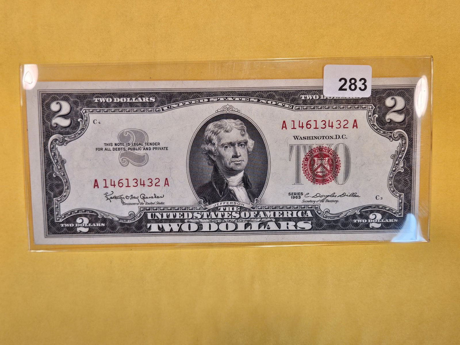 Very Choice Crisp Uncirculated 1963 Two Dollar US Note (1 of 2)