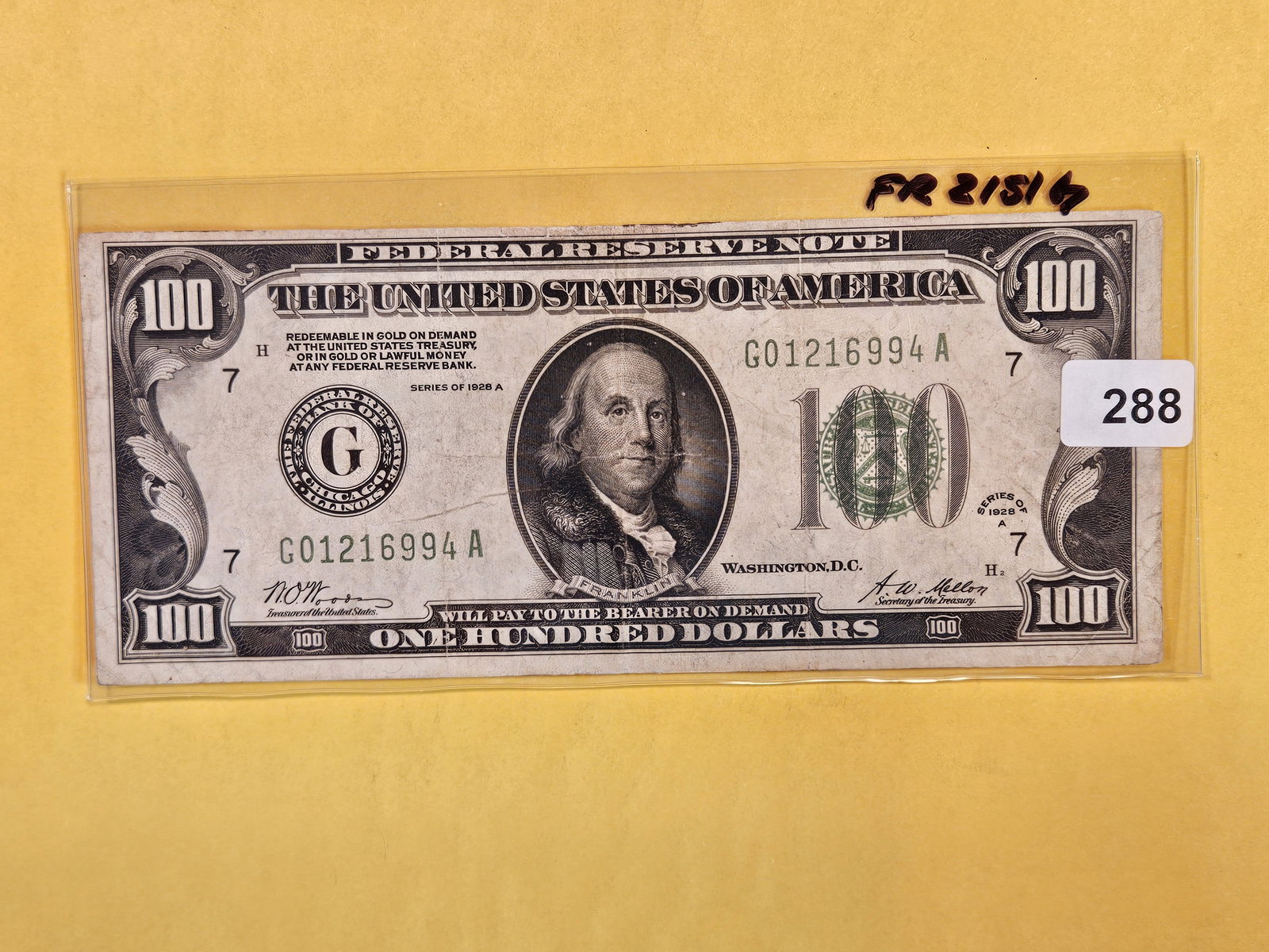 Series of 1928-A One Hundred Dollar FRN in Very Fine (1 of 2)