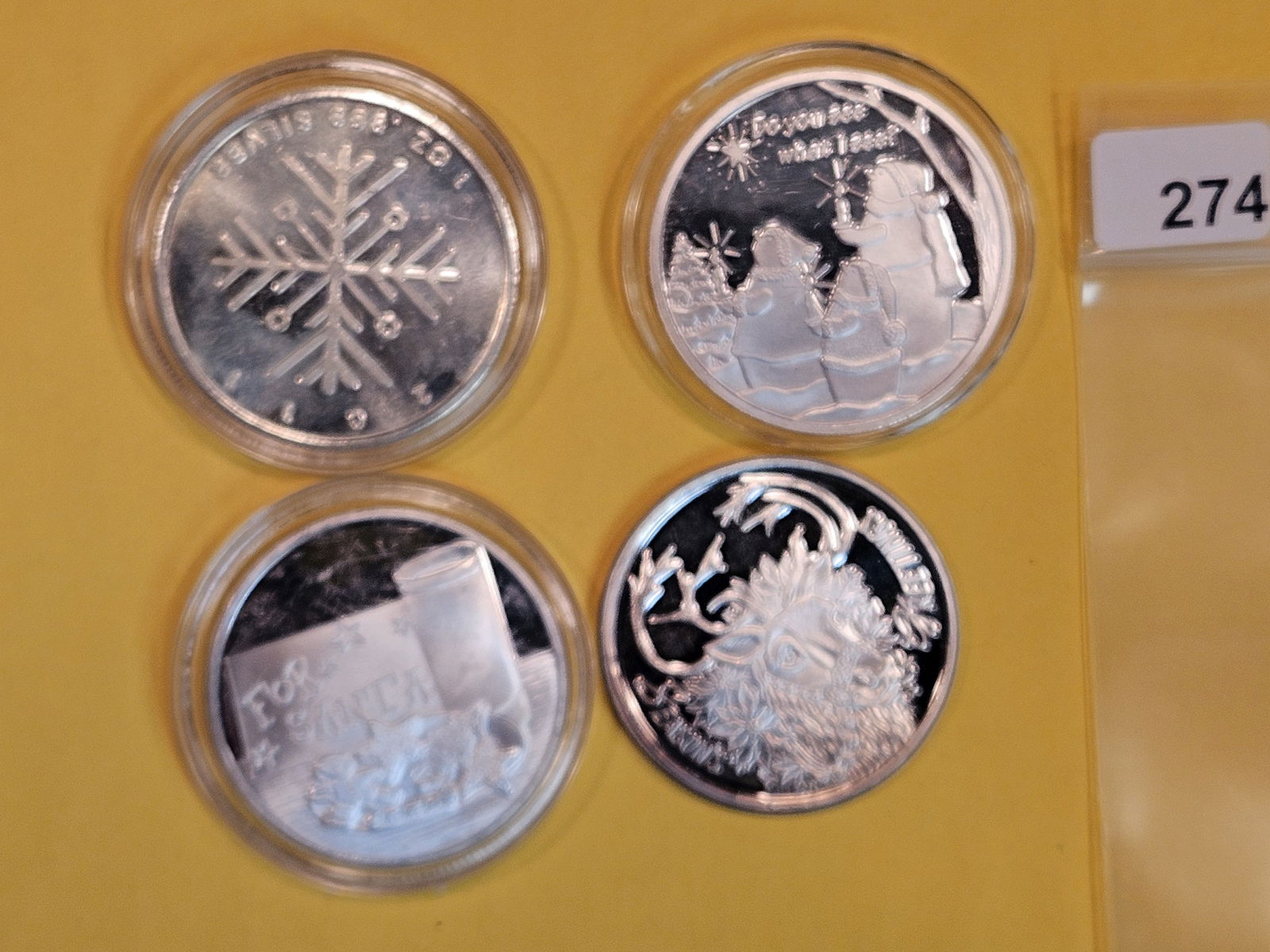 Four 1 Troy ounce .999 fine silver art rounds (1 of 2)