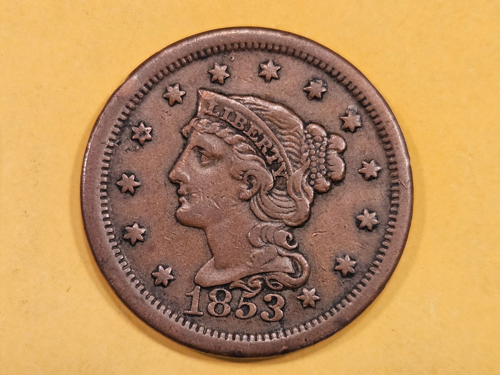1853 Braided Hair Large Cent (1 of 3)