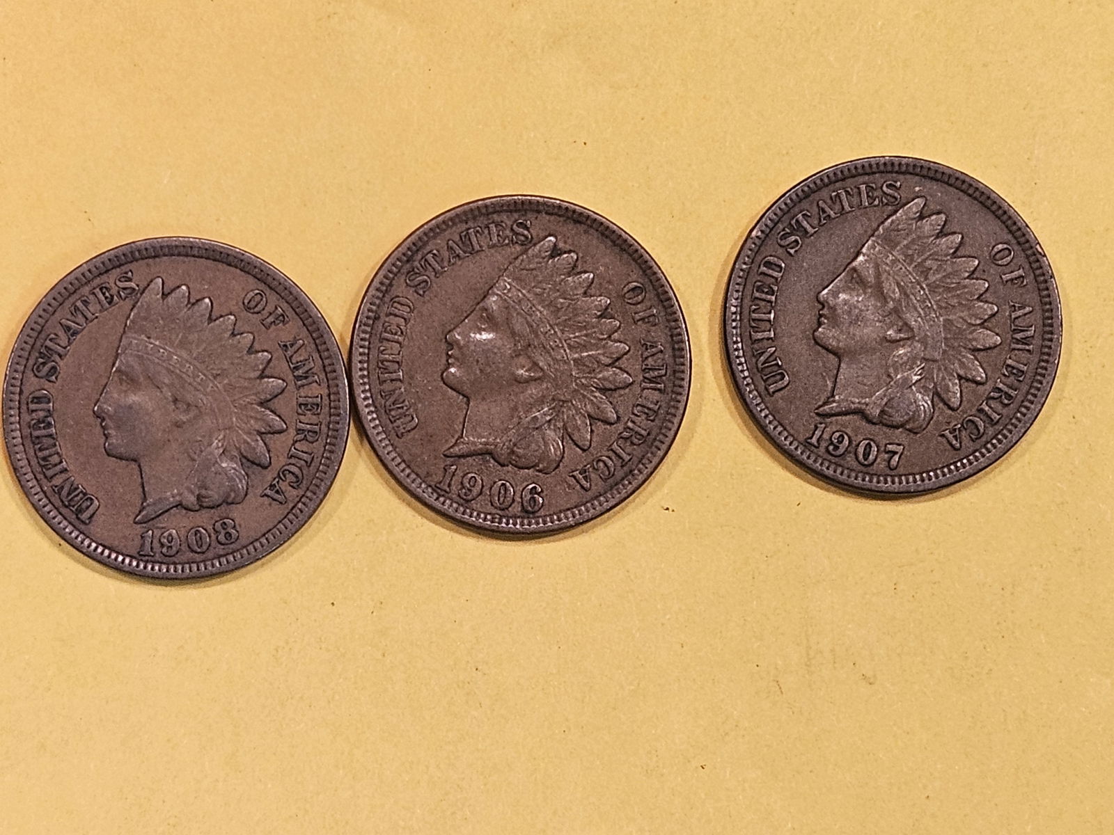 1906, 1907 and 1908 Indian Cents (1 of 3)
