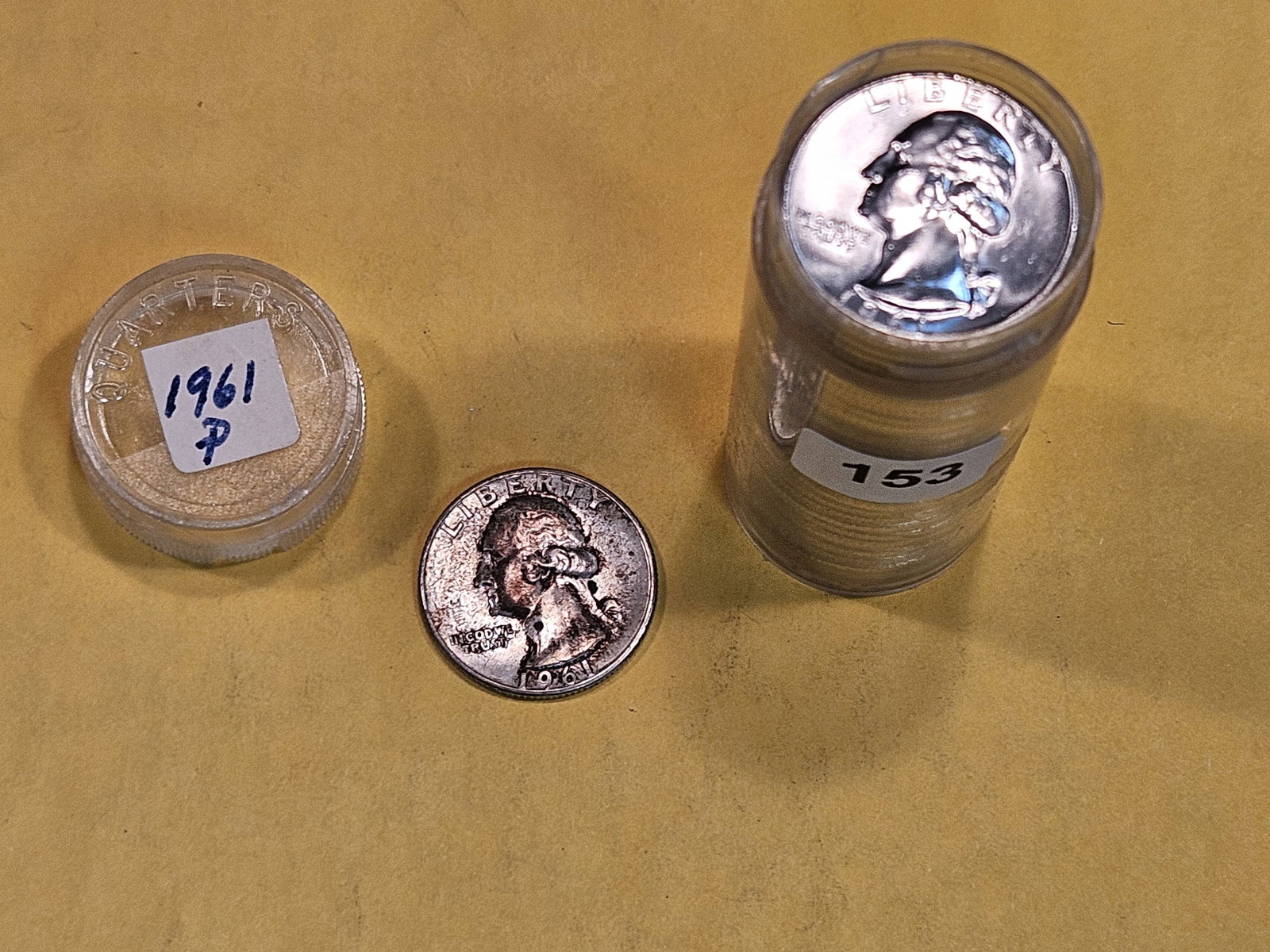 Original GEM Brilliant Uncirculated roll of 1961 Washington Quarters (1 of 4)