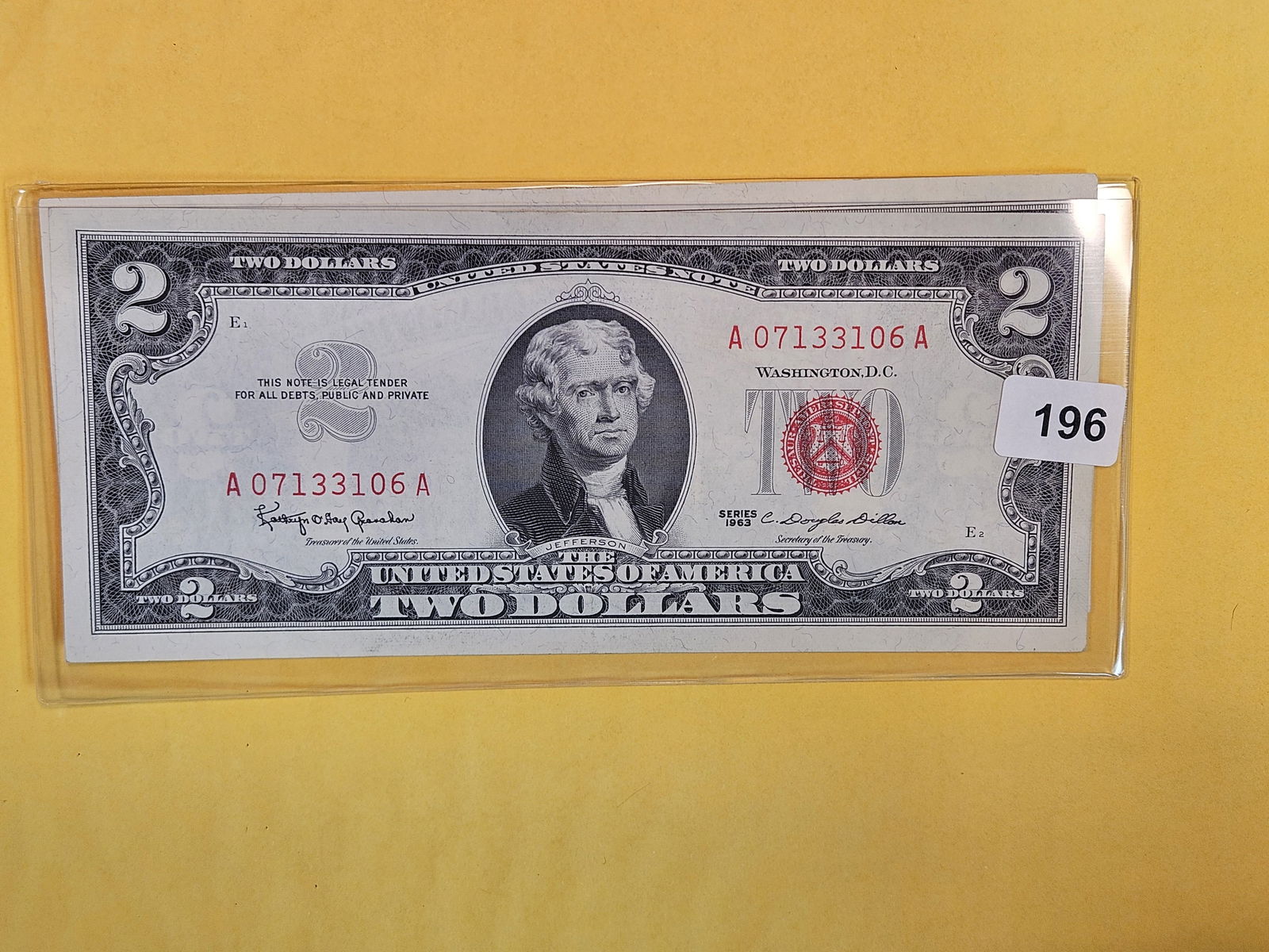 Two Consecutive, Crisp Uncirculated 1963 Red Seal US Notes (1 of 2)