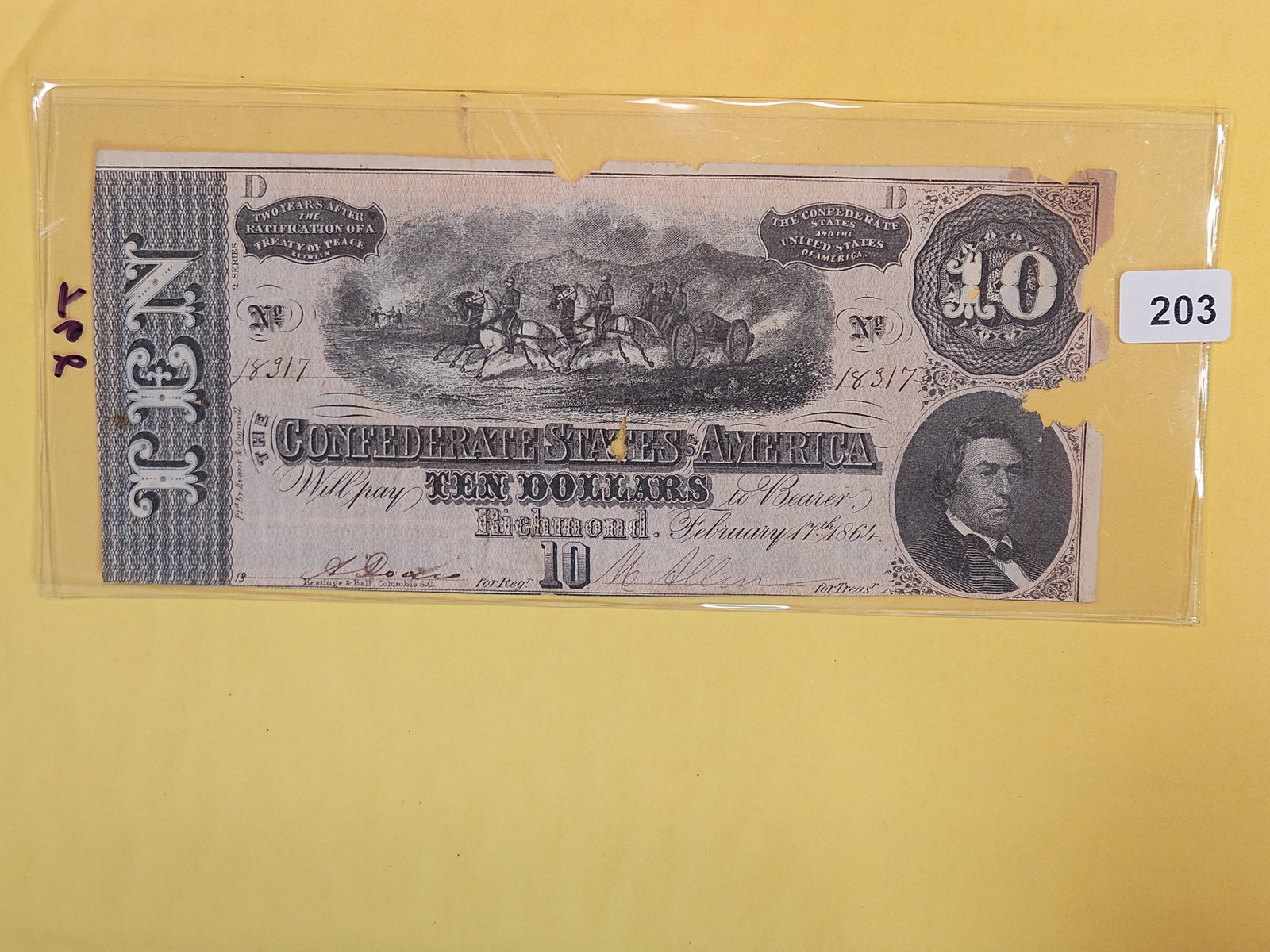 Ten Dollar Confederate States of America: T-68