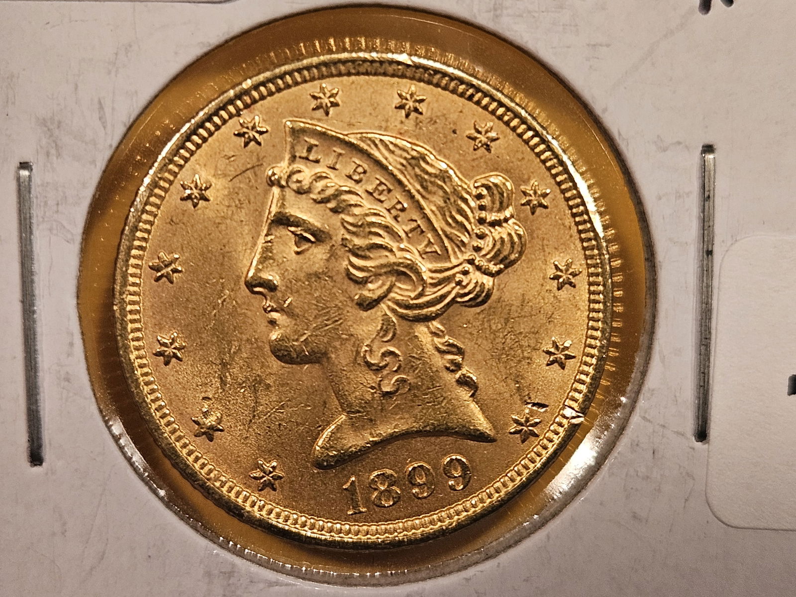 GOLD! KEY VARIETY! 1899/1899 Liberty Head Gold Five Dollars in AU-BU condition (1 of 6)