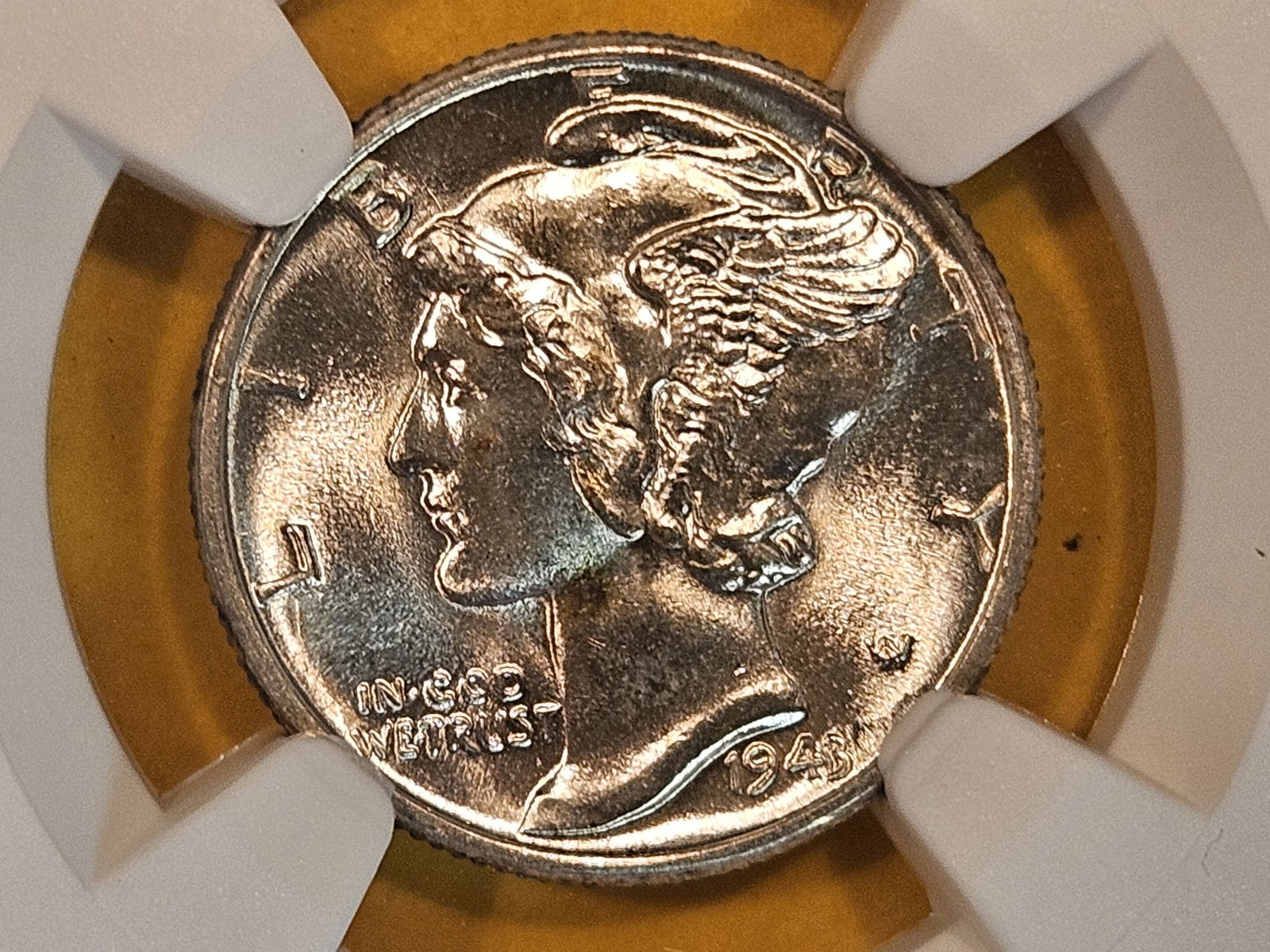 GEM! NGC 1943 Mercury Dime in Mint State 65 FB (1 of 4)