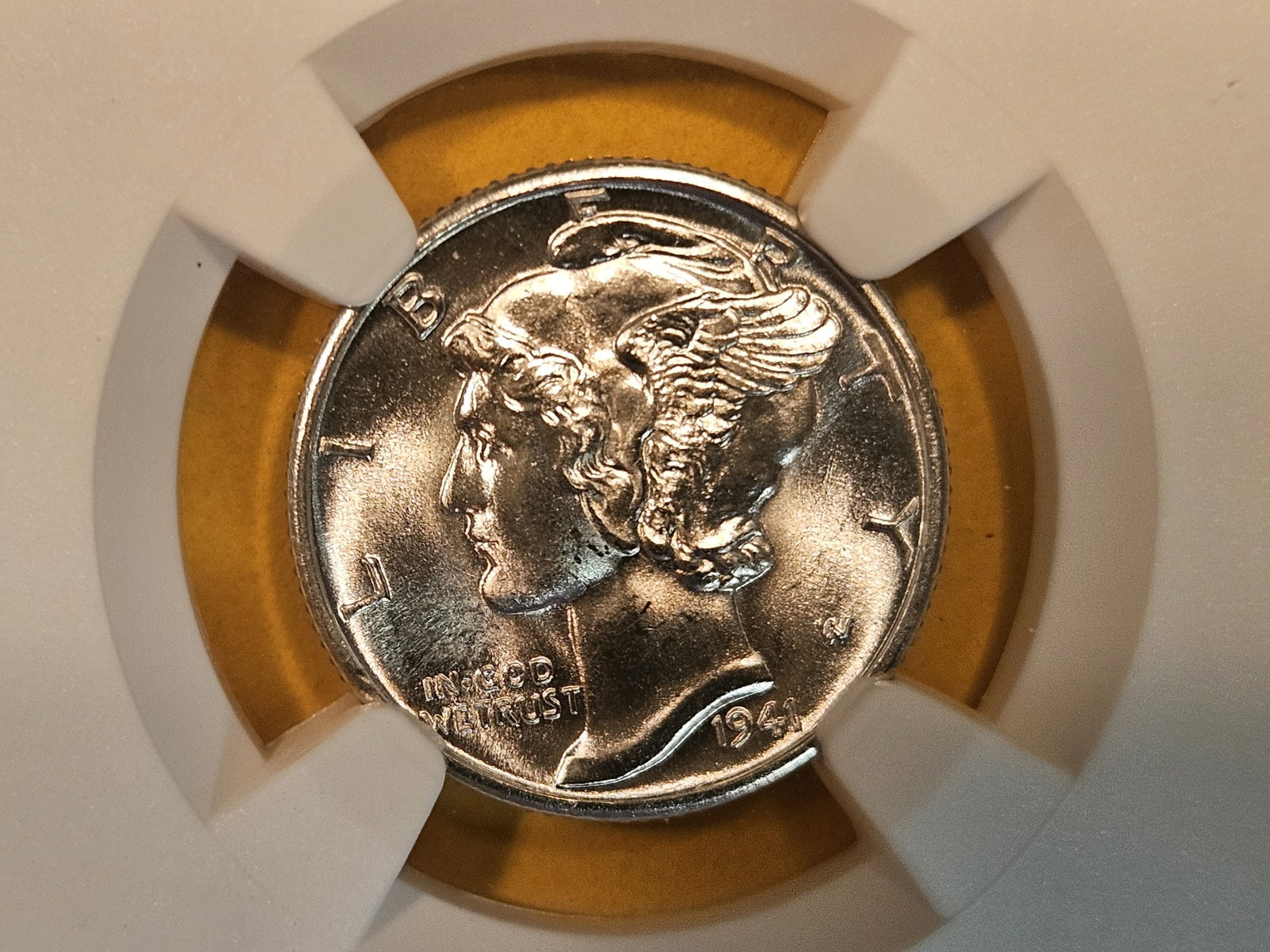 GEM! NGC 1941-D Mercury Dime in Mint State 65 FB: Full Bands