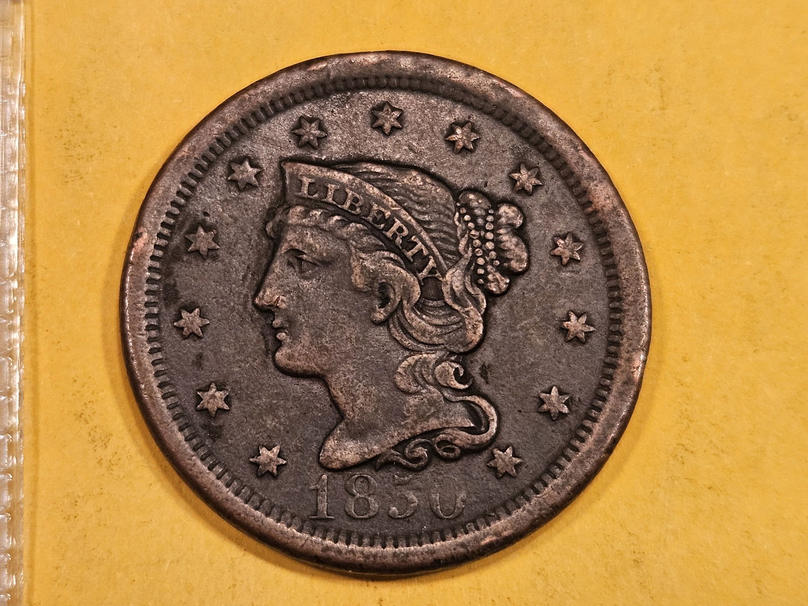 1850 Braided hair Large Cent (1 of 3)
