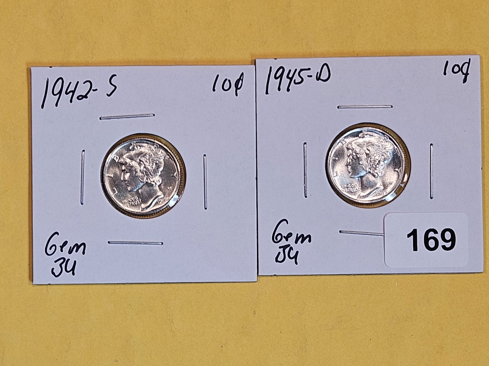 Two GEM Brilliant Uncirculated silver Mercury Dimes (1 of 5)