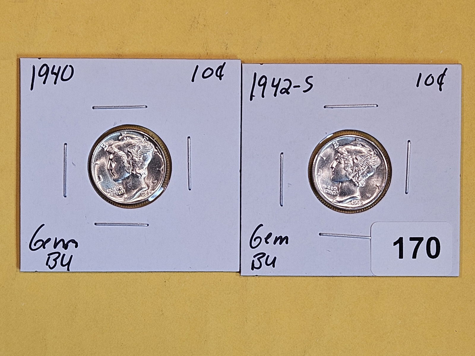 Two GEM Brilliant Uncirculated silver Mercury Dimes (1 of 5)