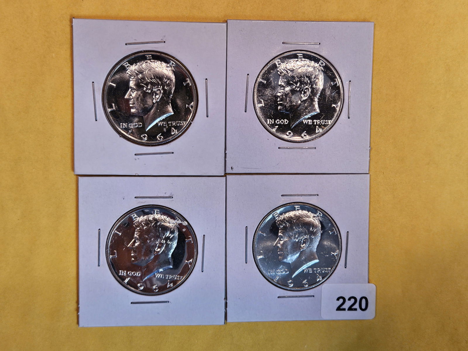 Four GEM Proof silver 1964 Kennedy Half Dollars (1 of 3)