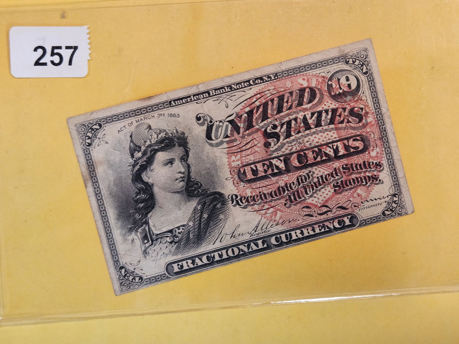 1863 Fourth Issue Ten Cent Fractional Currency (1 of 4)