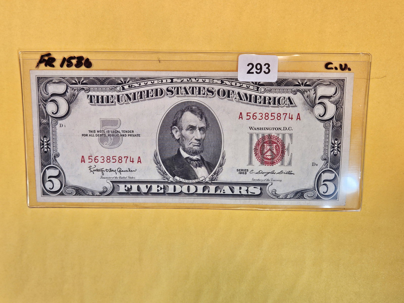 Crisp Uncirculated Five Dollar Red seal US Note (1 of 2)