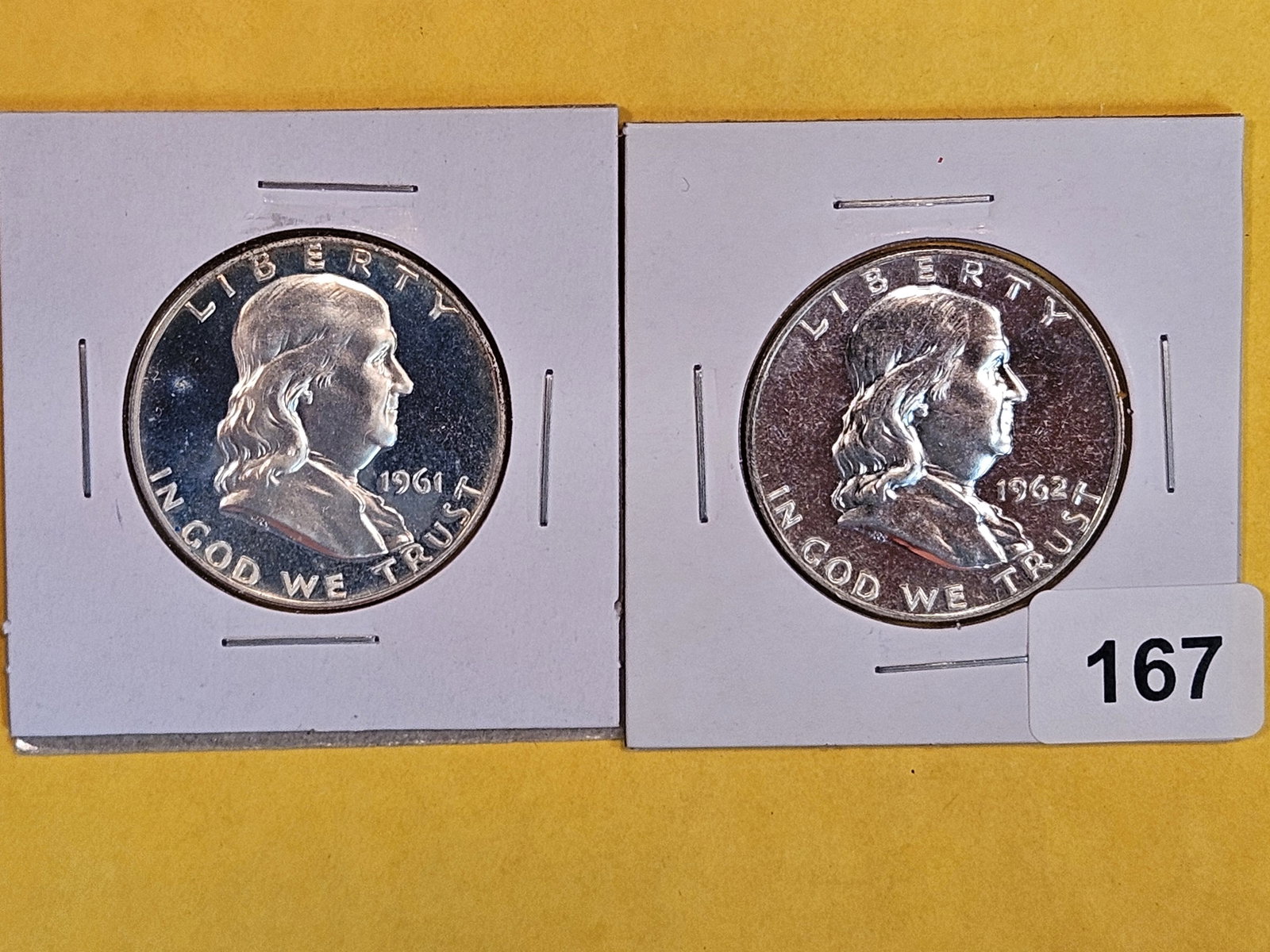 Two GEM Proof silver Franklin Half Dollars (1 of 2)
