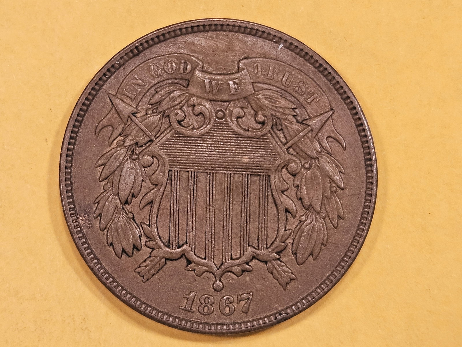 Nice 1867 Two Cent piece in About Uncirculated (1 of 8)