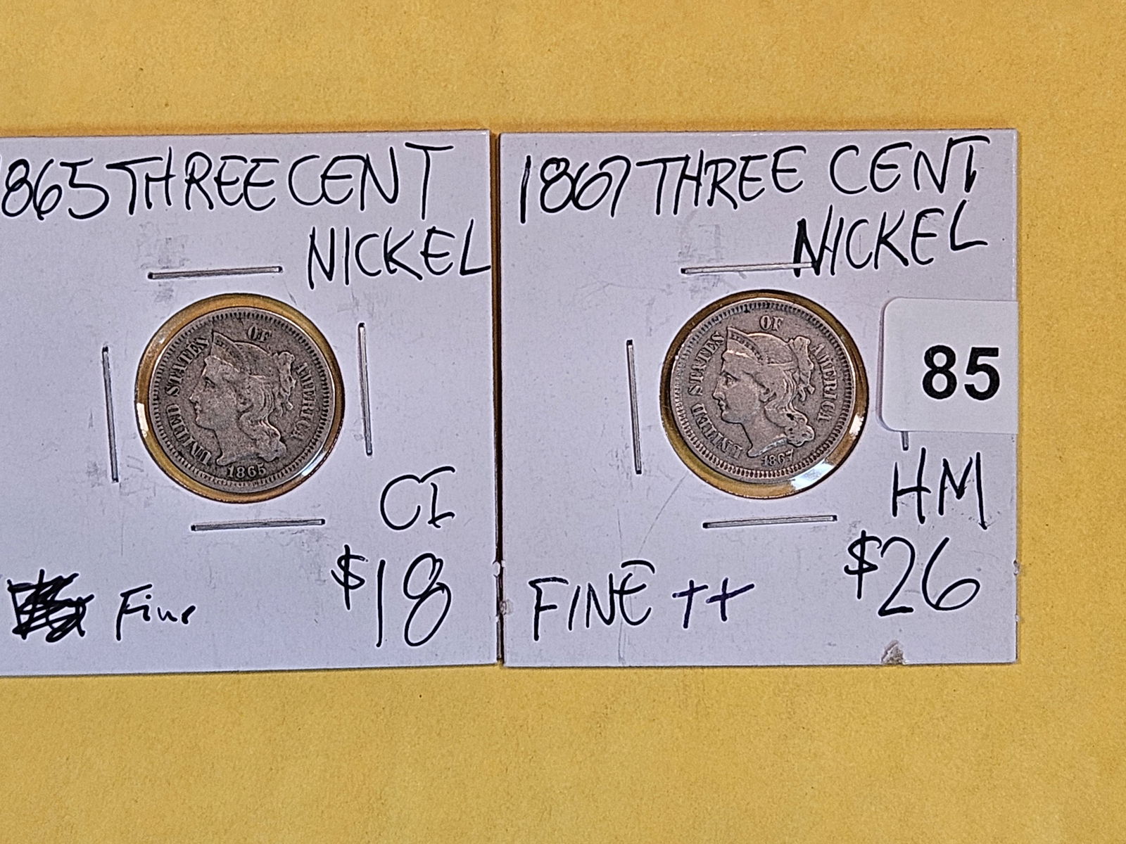 1865 and 1867 Three Cent Nickels (1 of 2)
