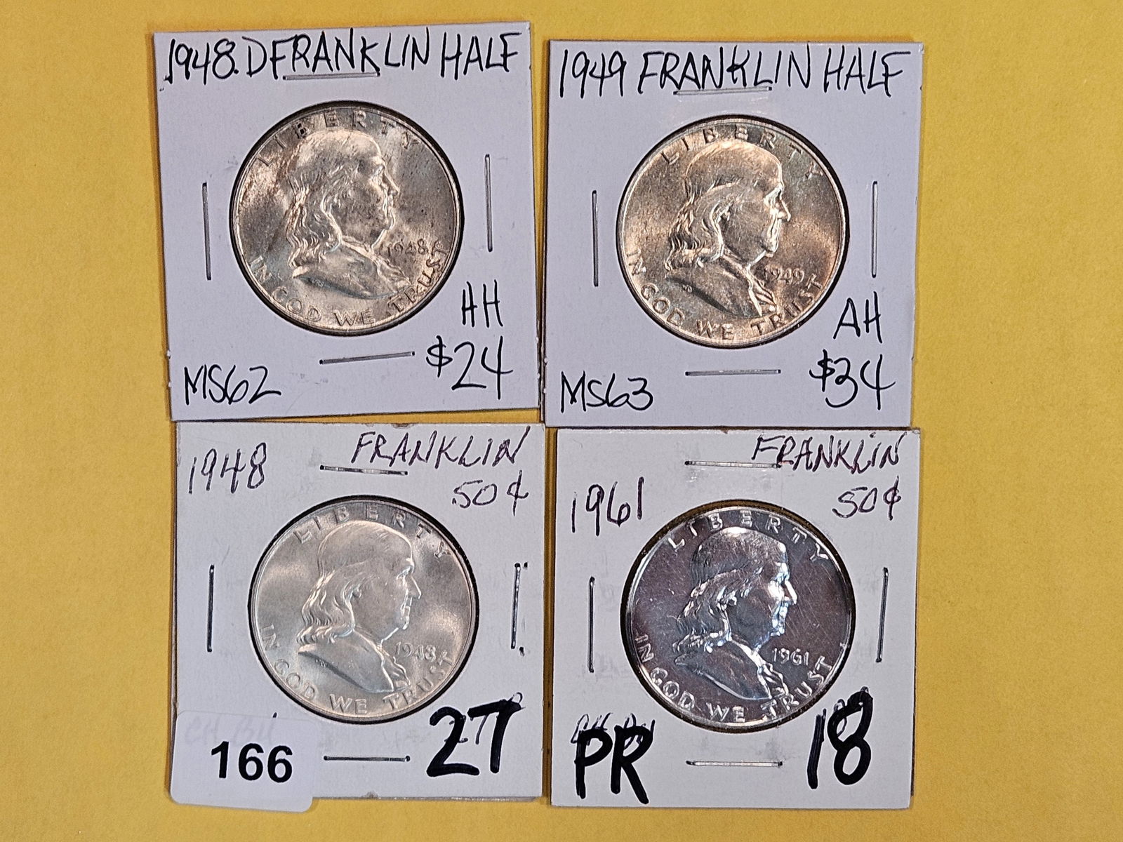 Four Choice Brilliant Uncirculated Franklin Half Dollars (1 of 3)