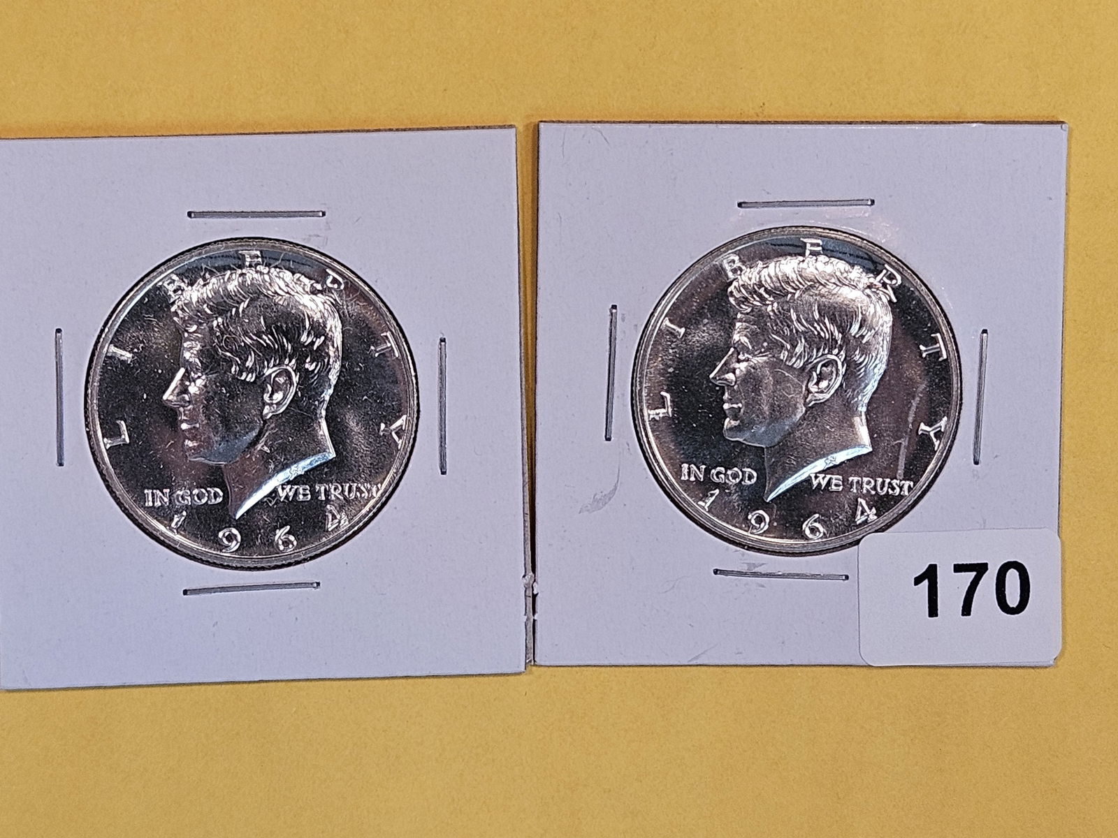 Two GEM Proof silver 1964 Kennedy half Dollars (1 of 2)
