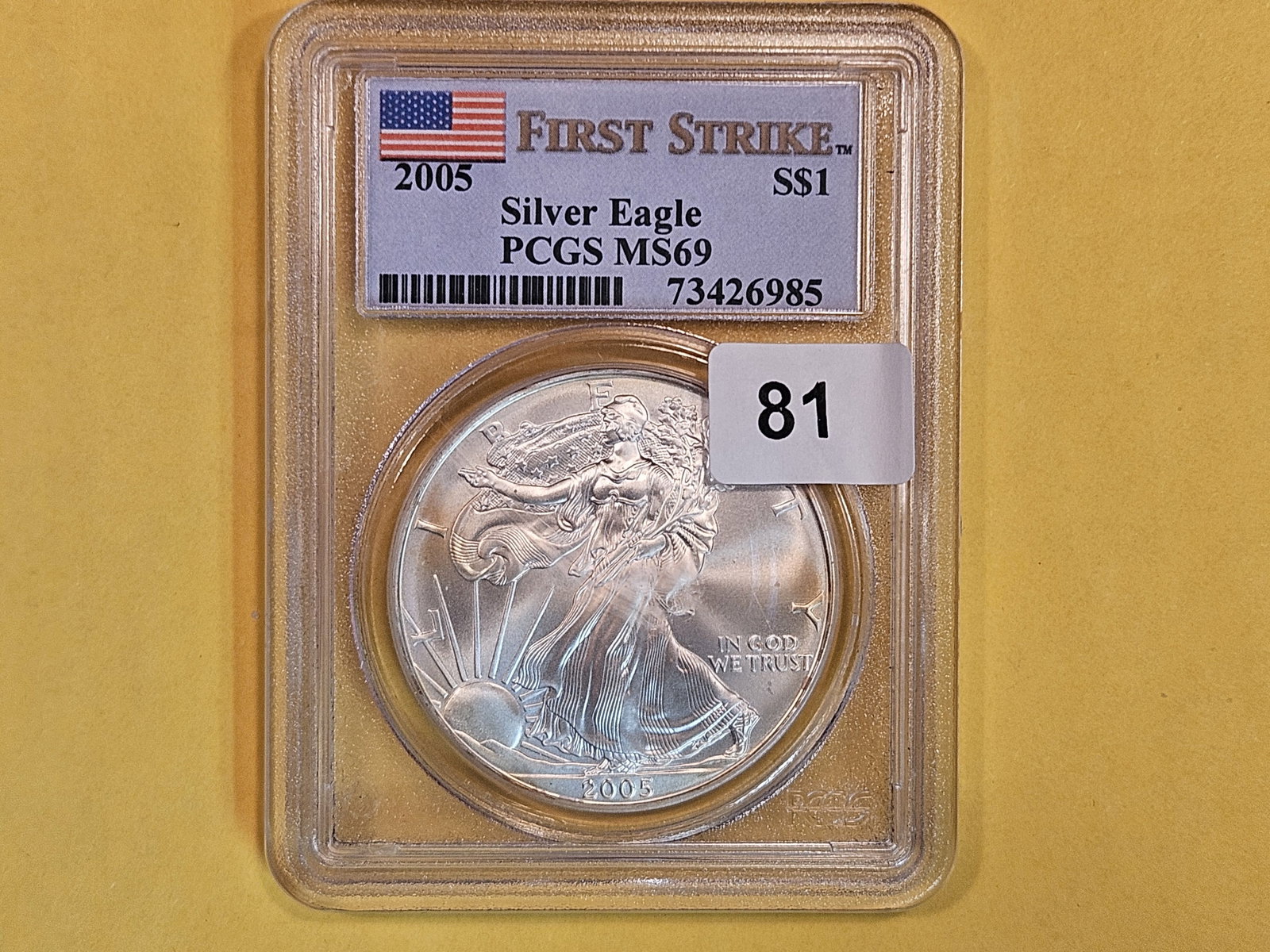 PCGS 2005 American Silver Eagle in Mint State 69 (1 of 2)
