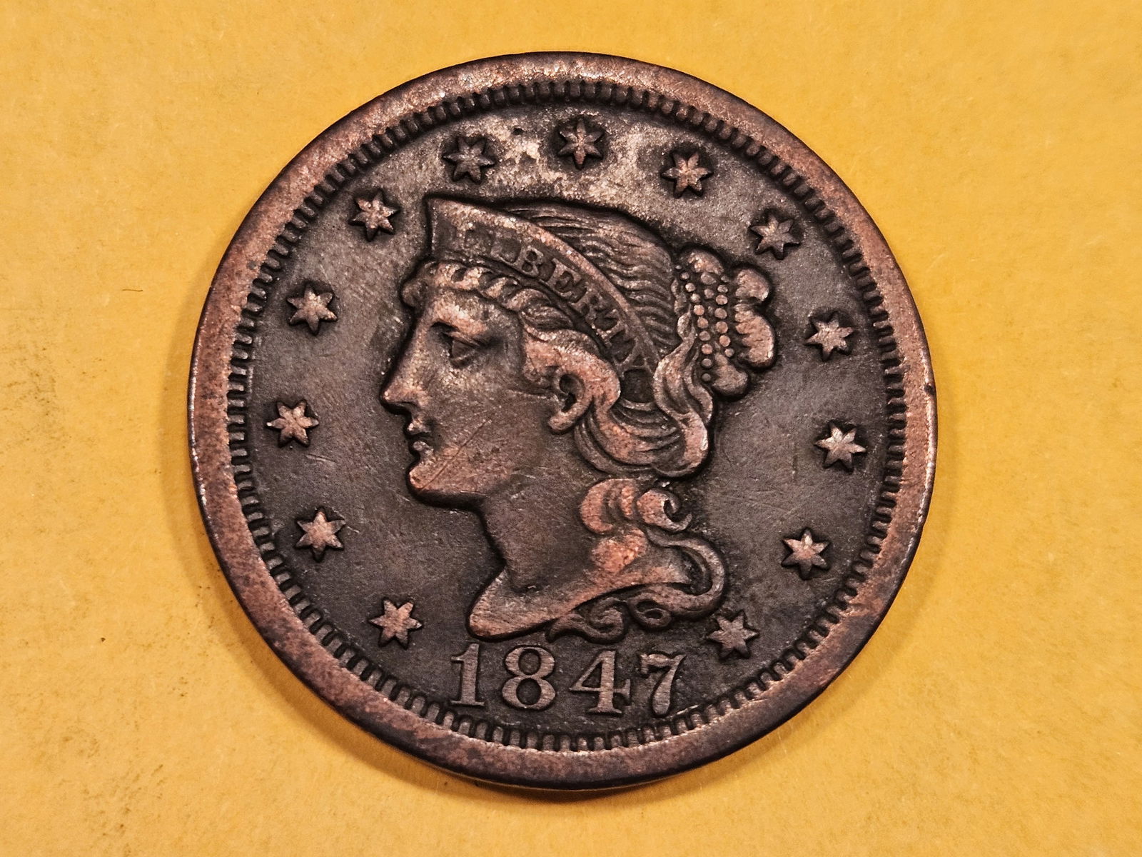 1847 Braided Hair Large Cent (1 of 3)