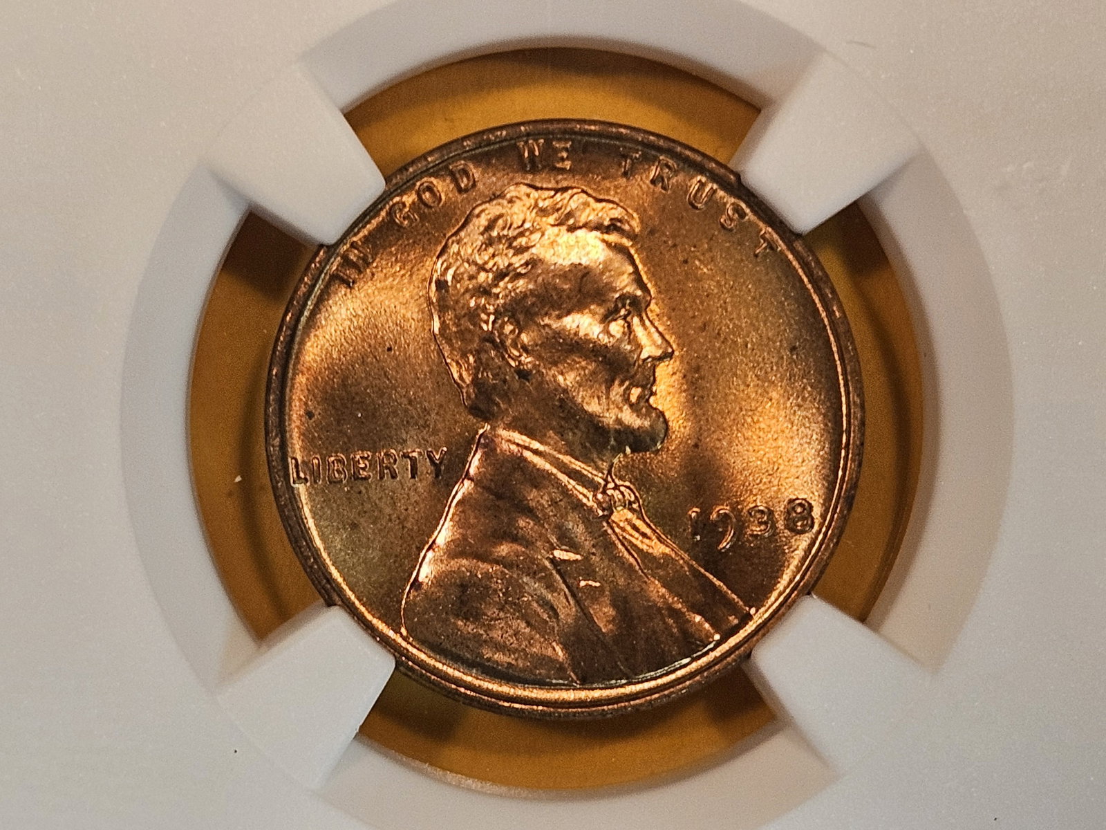GEM! NGC 1938 Wheat cent in Mint State 66 RED (1 of 3)